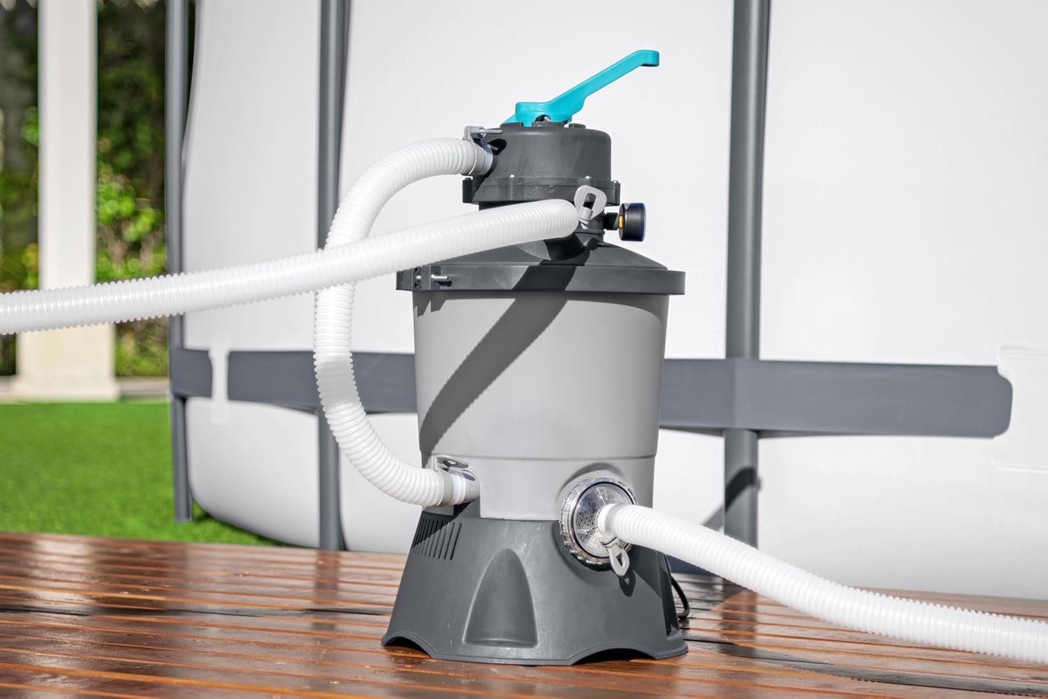 Thumbnail 3 de Pompe de filtration à sable Bestway pour piscine hors sol, 3 596 L/h (gris/vert)