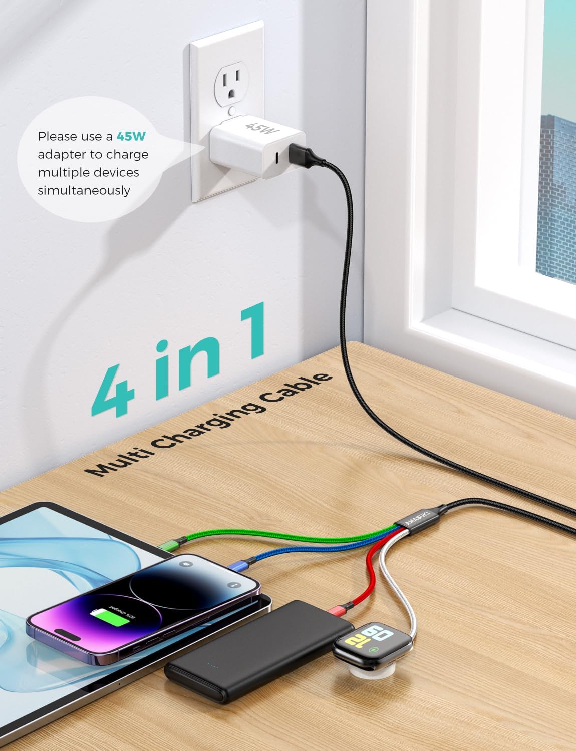 Detalle 2 de Amasuki Travel Essentials 4-in-1 Multi Charging Cable