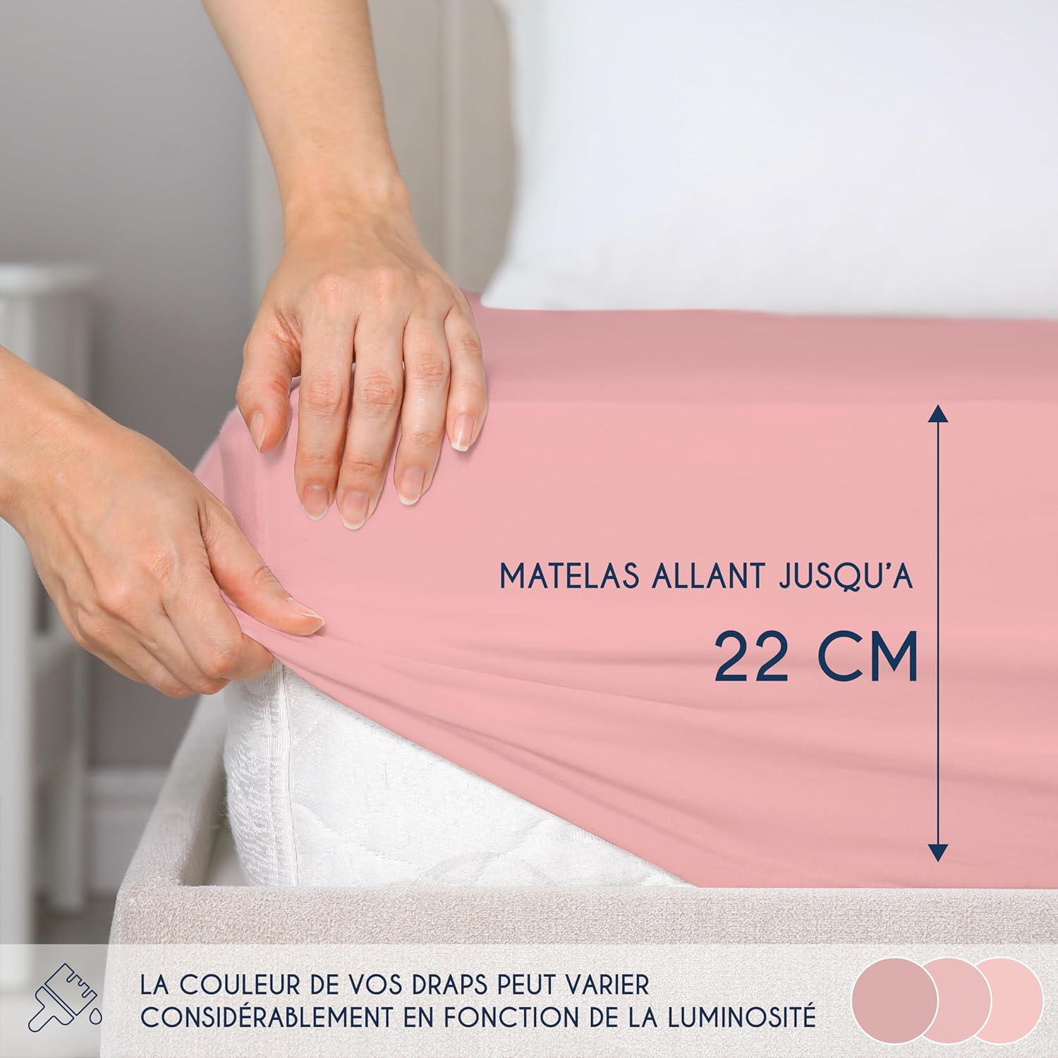 Thumbnail 2 de Dreamzie Drap Housse 90x190/200 – Jersey coton 100% certifié Oeko-Tex – Rose