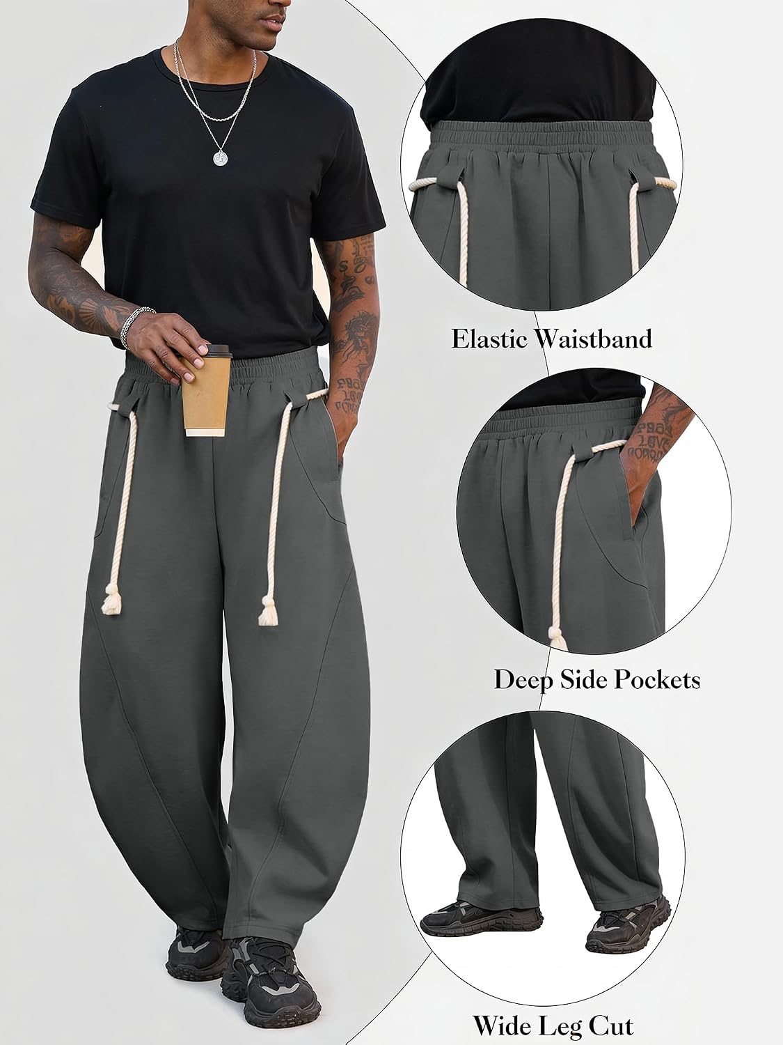 Thumbnail 3 de PLEPAN Men's Baggy Barrel Sweatpants