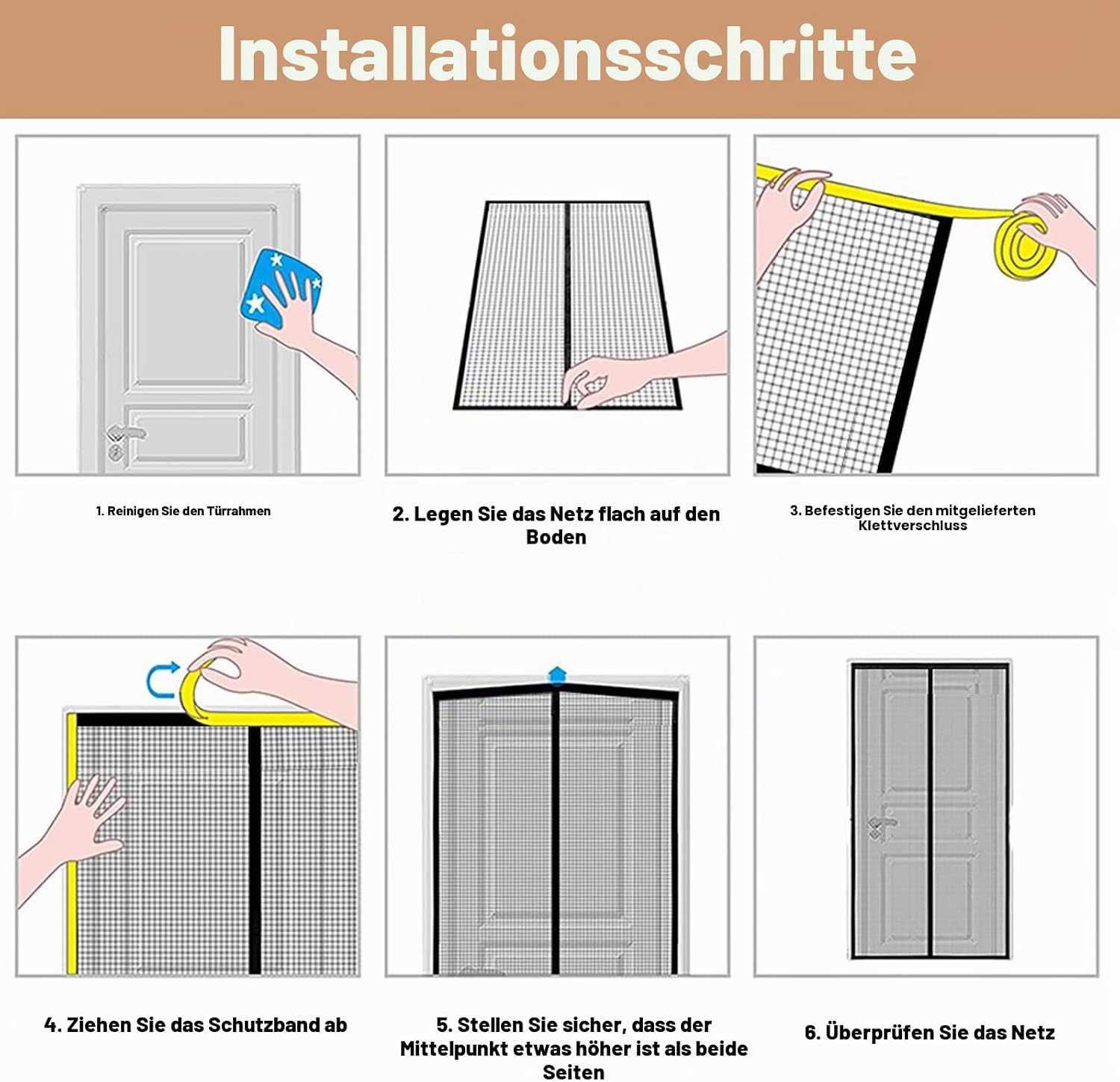Thumbnail 5 de CWEEN CLU Fliegengitter Tür 130x200 cm – Magnetnetz, kein Bohren, schwarz