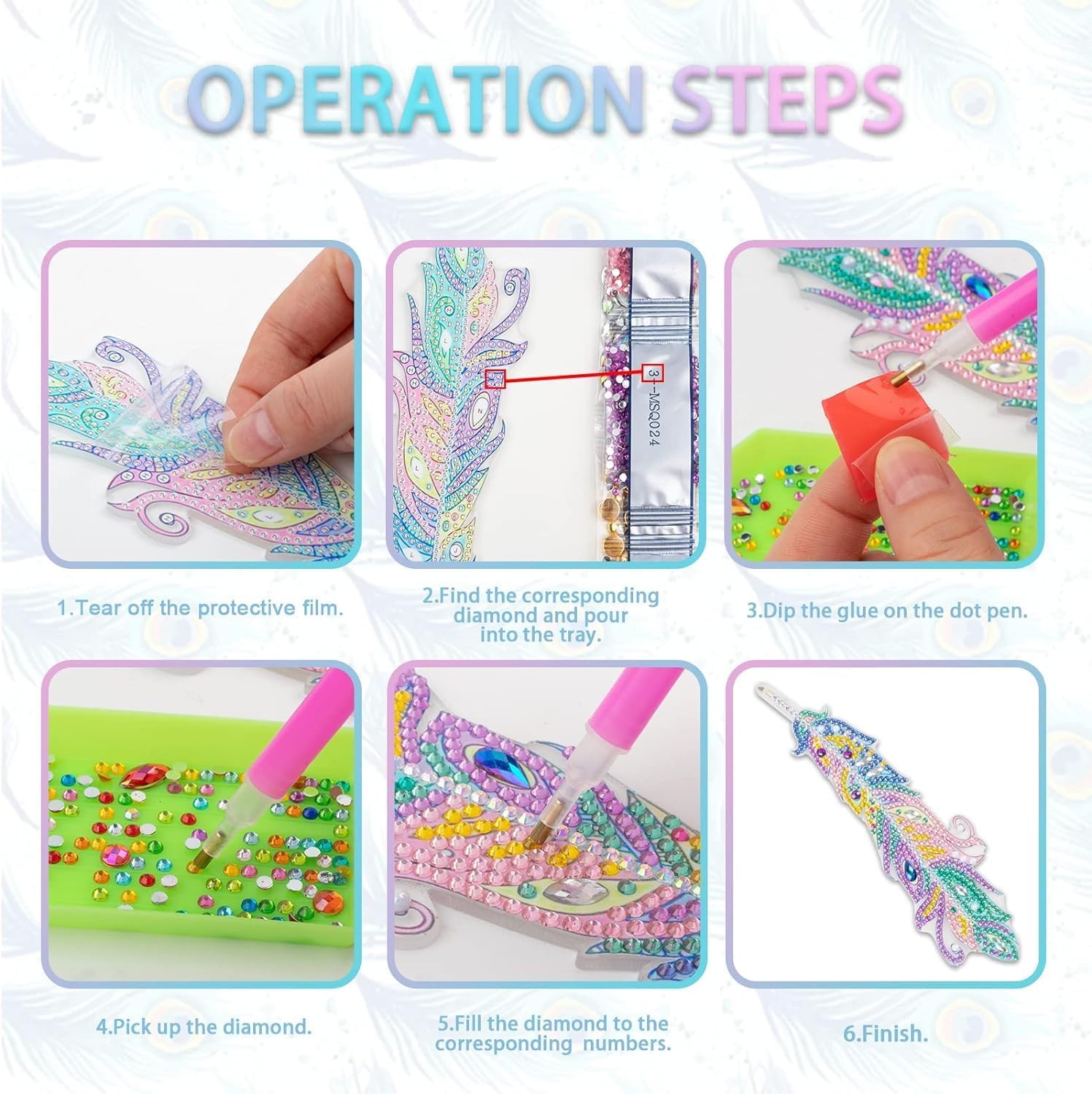 Thumbnail 3 de Jiosdo Bastelset Diamantmalerei Lesezeichen für Mädchen (6–10 Jahre) – Diamond Painting als DIY-Geschenk