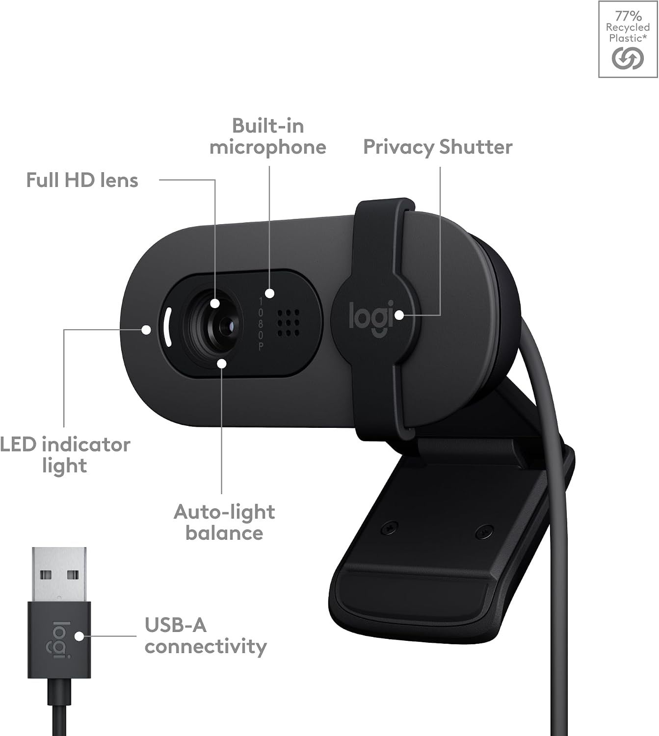 Thumbnail 6 de Logitech Brio 100 Full HD Webcam