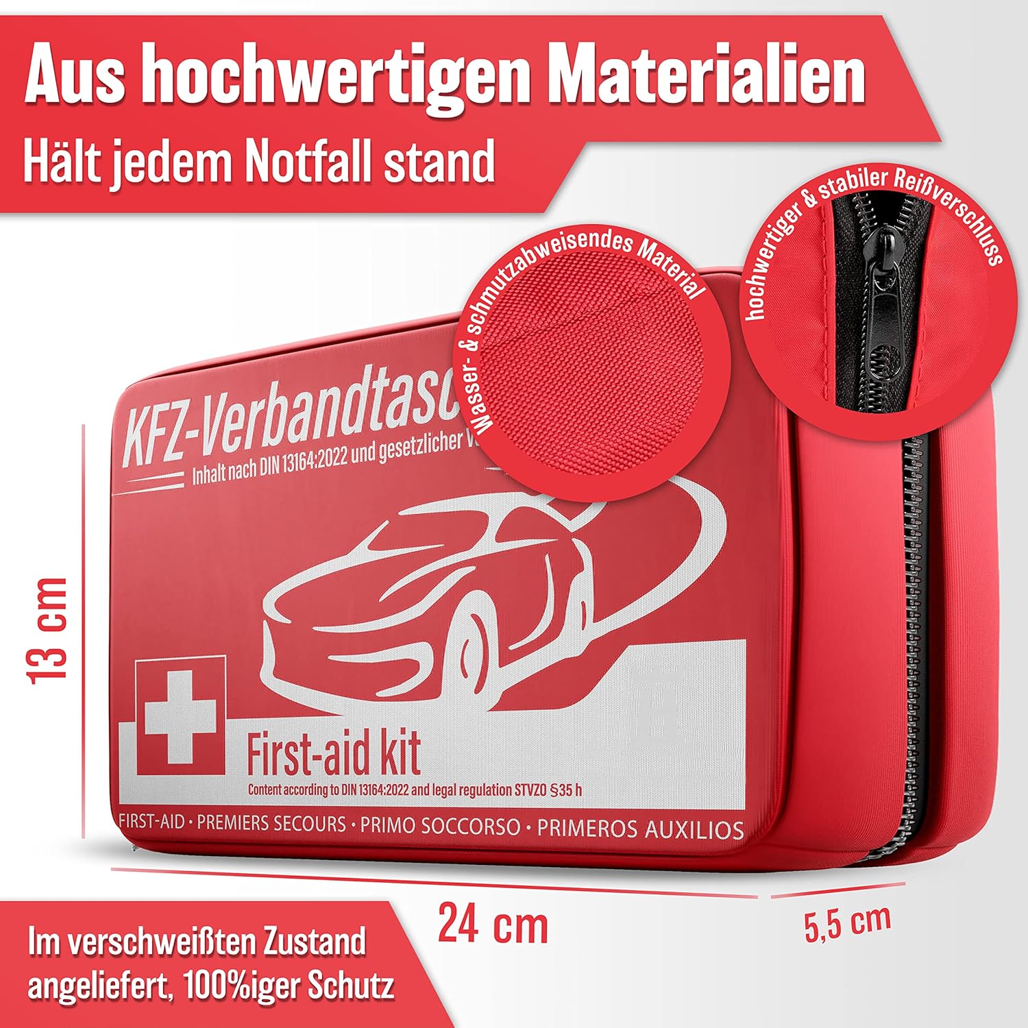 Detalle 2 de HELDENWERK KFZ Verbandstasche DIN 13164:2022 Erste Hilfe Set 🚑