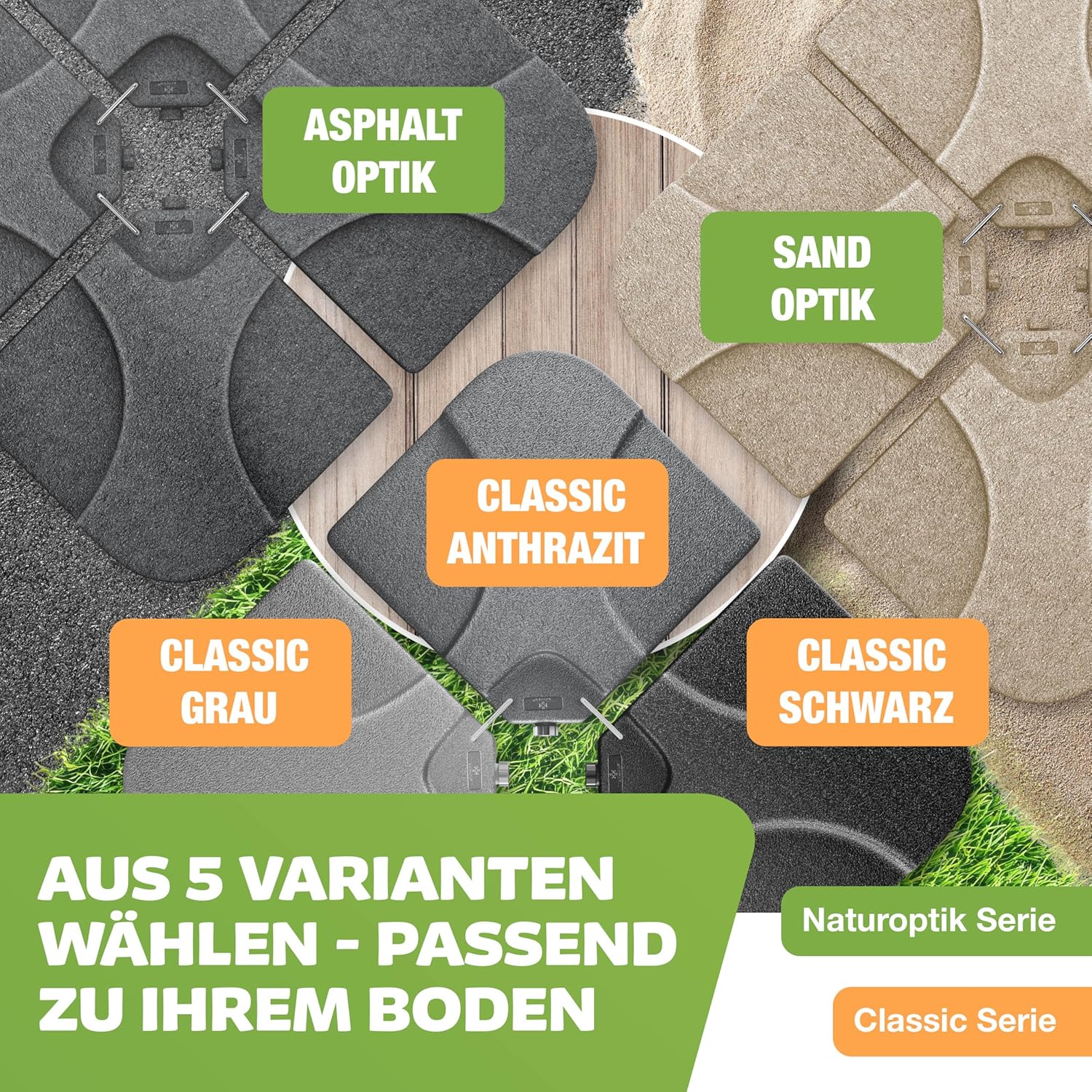 Thumbnail 5 de KESSER Sonnenschirmständer 4-teilig – stabiler Kreuzfuß, 60 Liter/Nachfüllbar mit Wasser oder Sand, inkl. Metallverbinder