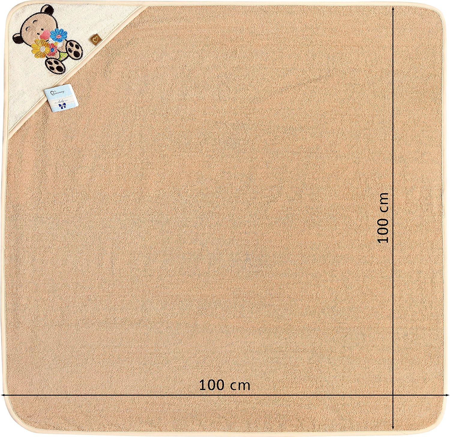 Thumbnail 2 de Be Mammy asciugamano con cappuccio in cotone per neonato e bimbo 100x100 cm (BE20-240-BBL) beige/orsetto