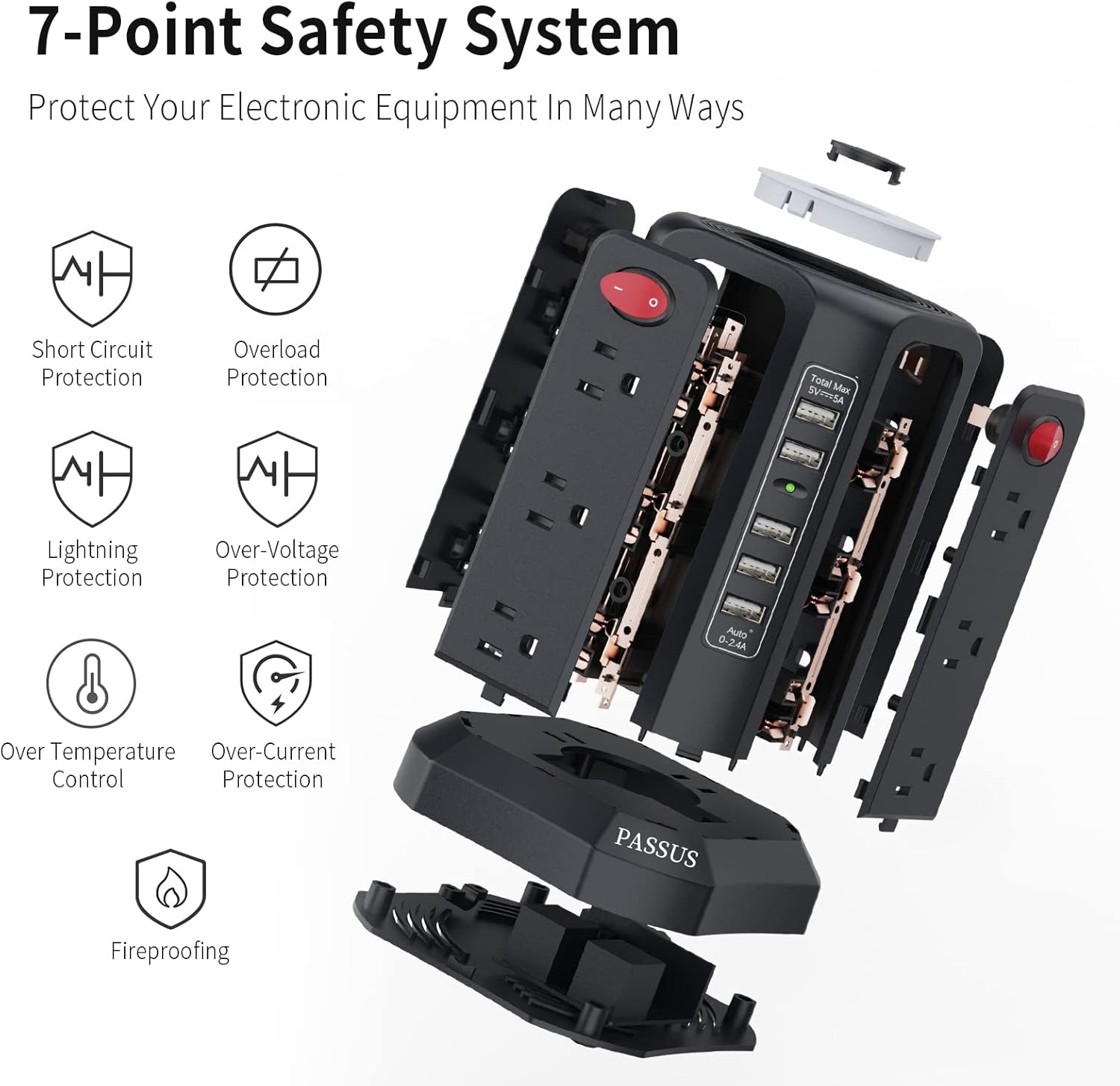 Thumbnail 3 de PASSUS Power Tower Surge Protector 12 Outlets