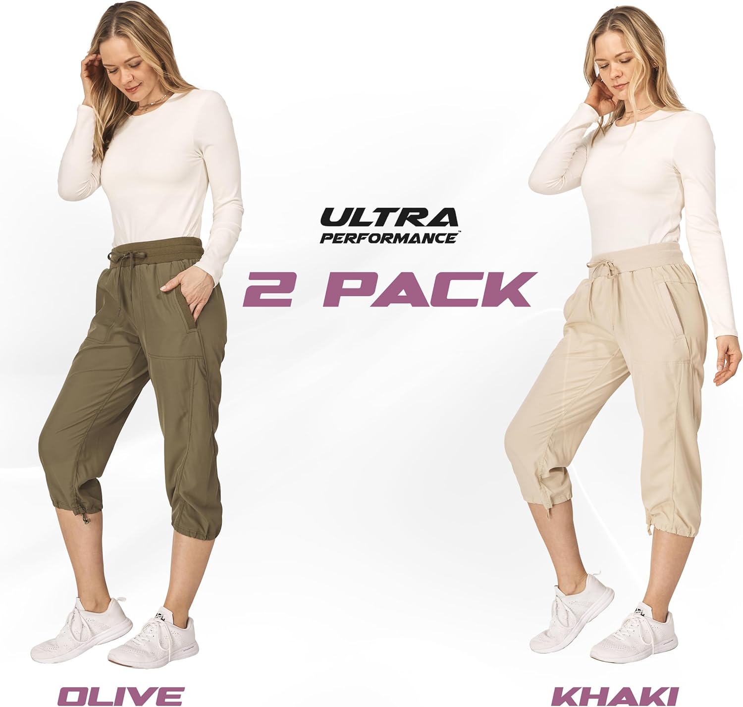 Thumbnail 1 de Ultra Performance Capri Pants for Women 2 Pack — Cargo Capris, Moisture-Wicking & Stretchy
