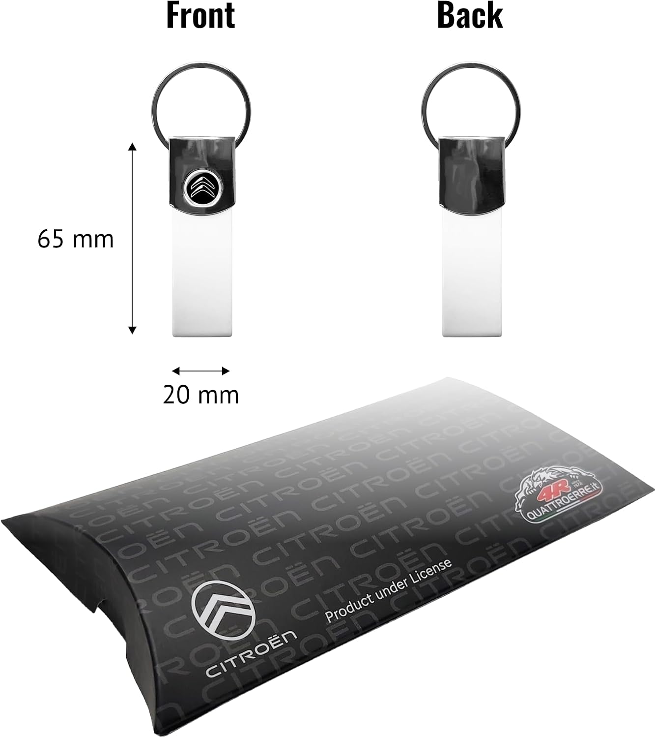 Detalle de Porte-clés Citroën Racing en métal – Blanc avec logo noir