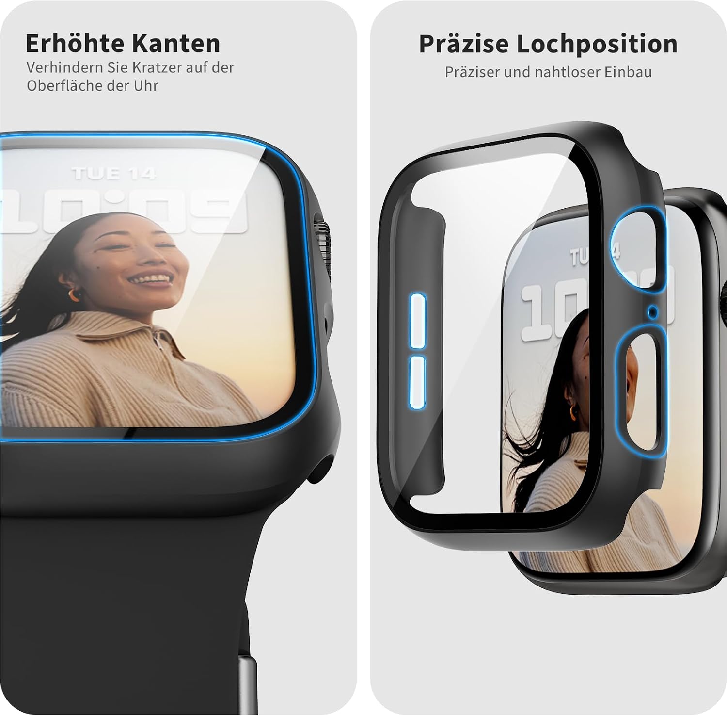 Detalle de Lovmunia 6‑Stück Schutzhülle für Apple Watch 40 mm mit integriertem Displayschutz – kompatibel mit SE3(2025)/SE2/SE/6/5/4