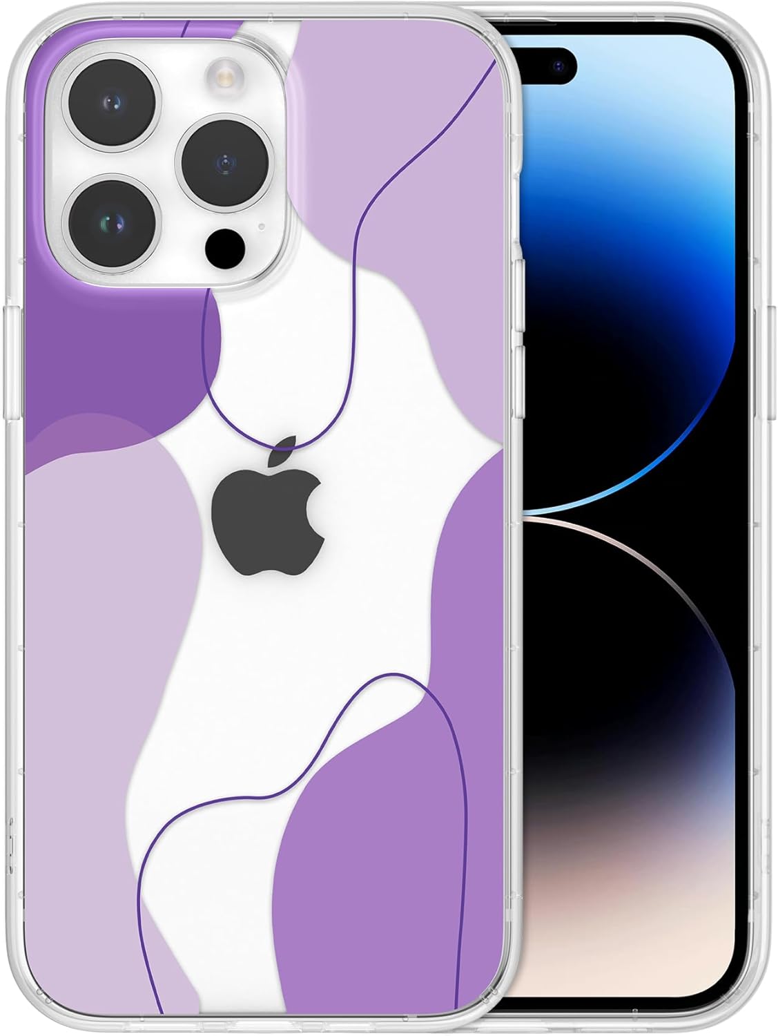 Thumbnail 5 de DEFBSC Hülle kompatibel mit iPhone 15 Pro Max – Transparente Rückseite, Lila Akzent, Weiche TPU Schutzhülle