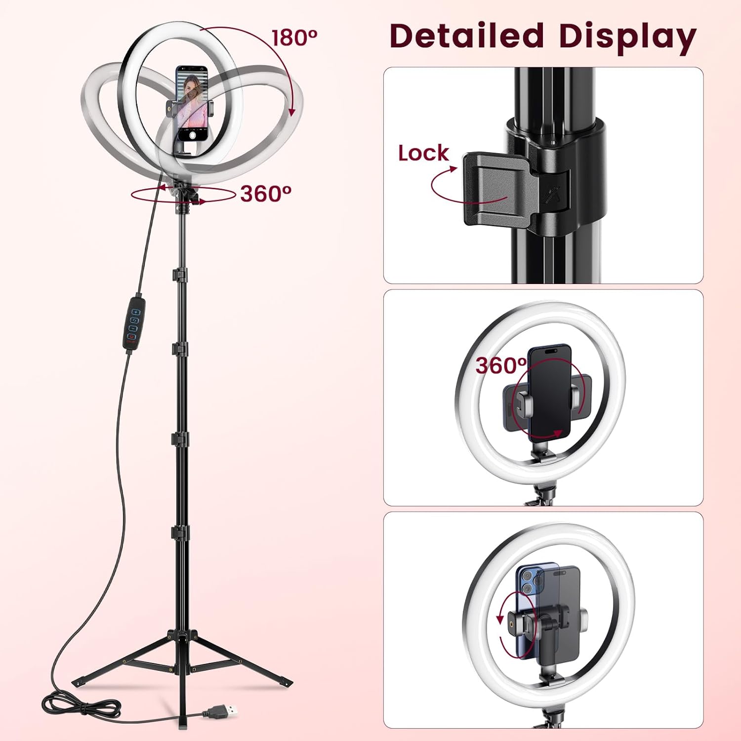 Thumbnail 1 de 10 Zoll Ringlicht 61 Zoll Stativ für Videos