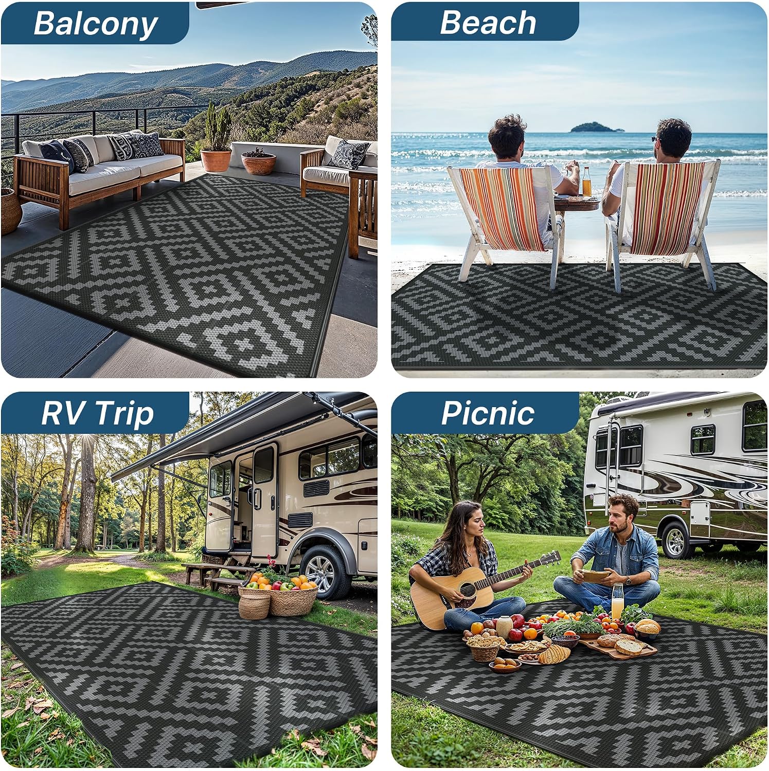 Thumbnail 4 de GENIMO Outdoor Rug 150x240cm – Waterproof, Reversible & UV Resistant Garden Rug