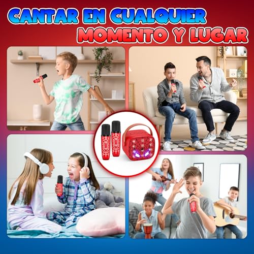 Detalle de Braxel Regalo Niño 3–12 años: Karaoke infantil con 2 micrófonos Bluetooth y luces LED