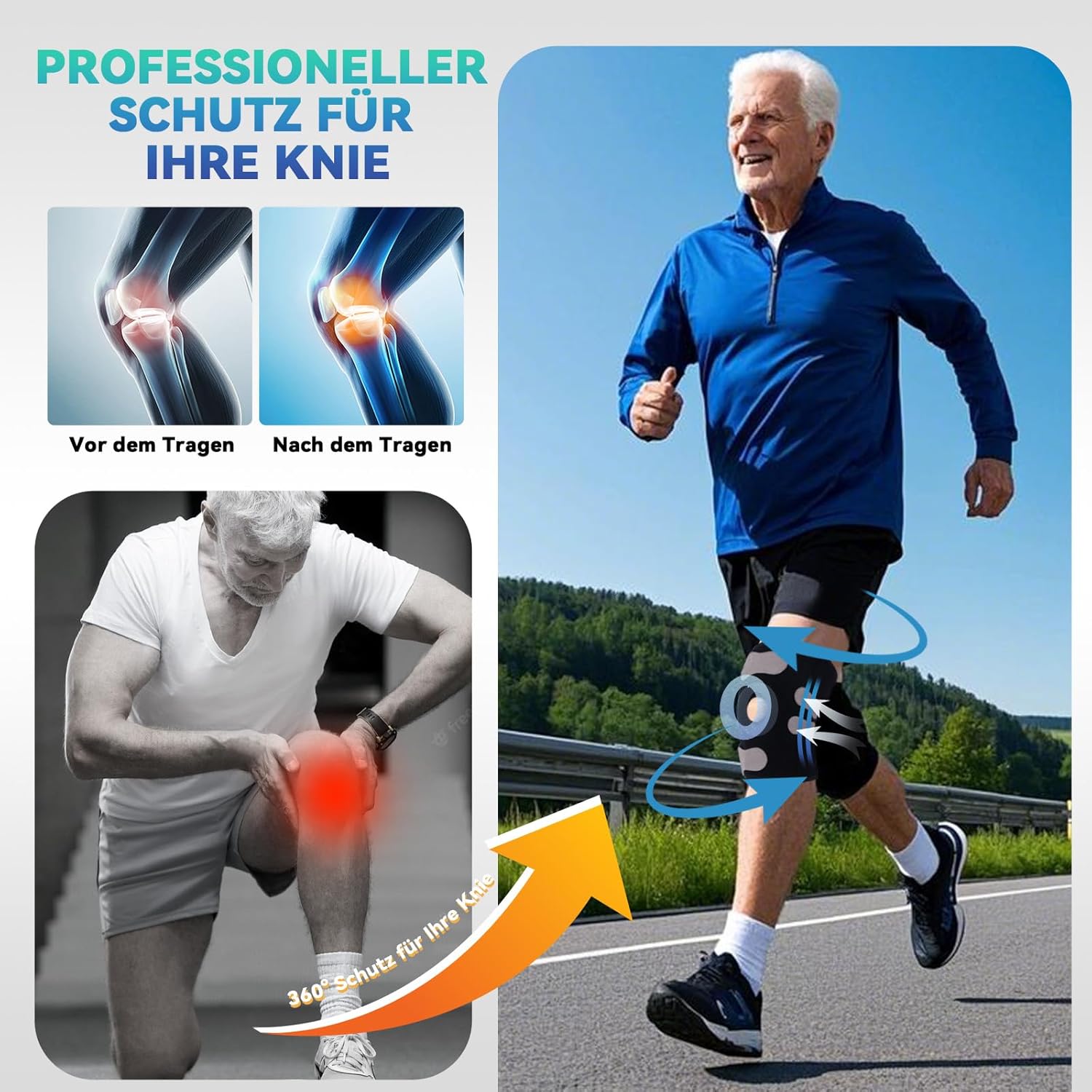 Thumbnail 3 de Kniebandage mit Kettverschluss und Stabilisation (Neopren/Mesh) für Meniskus, Arthrose & Sport – Winyoher