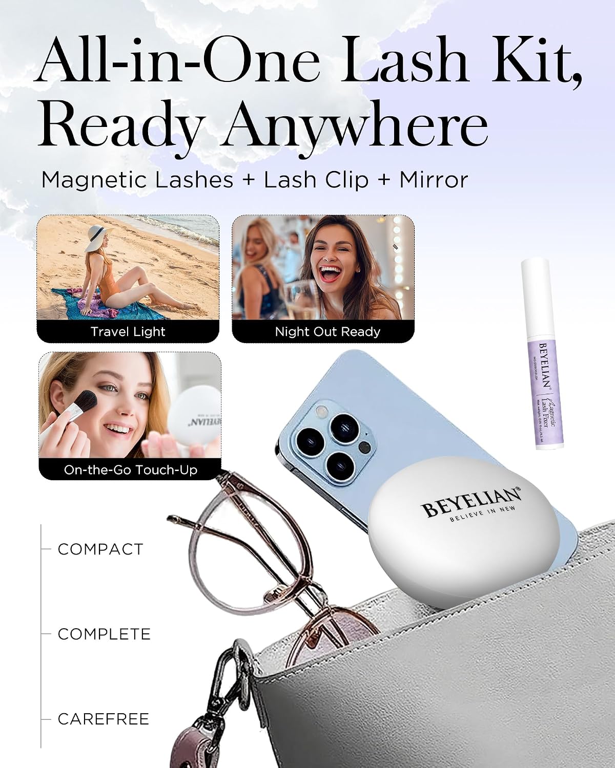 Detalle de BEYELIAN Magnetic Eyelashes with Applicator (YT25) — reusable, no-glue soft magnetic lashes