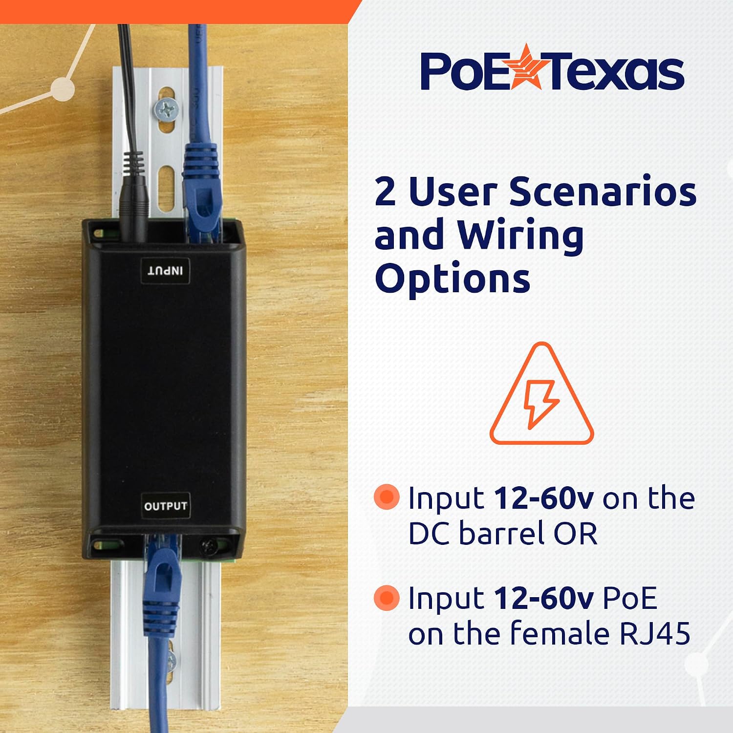 Thumbnail 4 de PoE Texas DC電源ギガビットPoE+インジェクター 12～60V入力・50V出力・最大30W