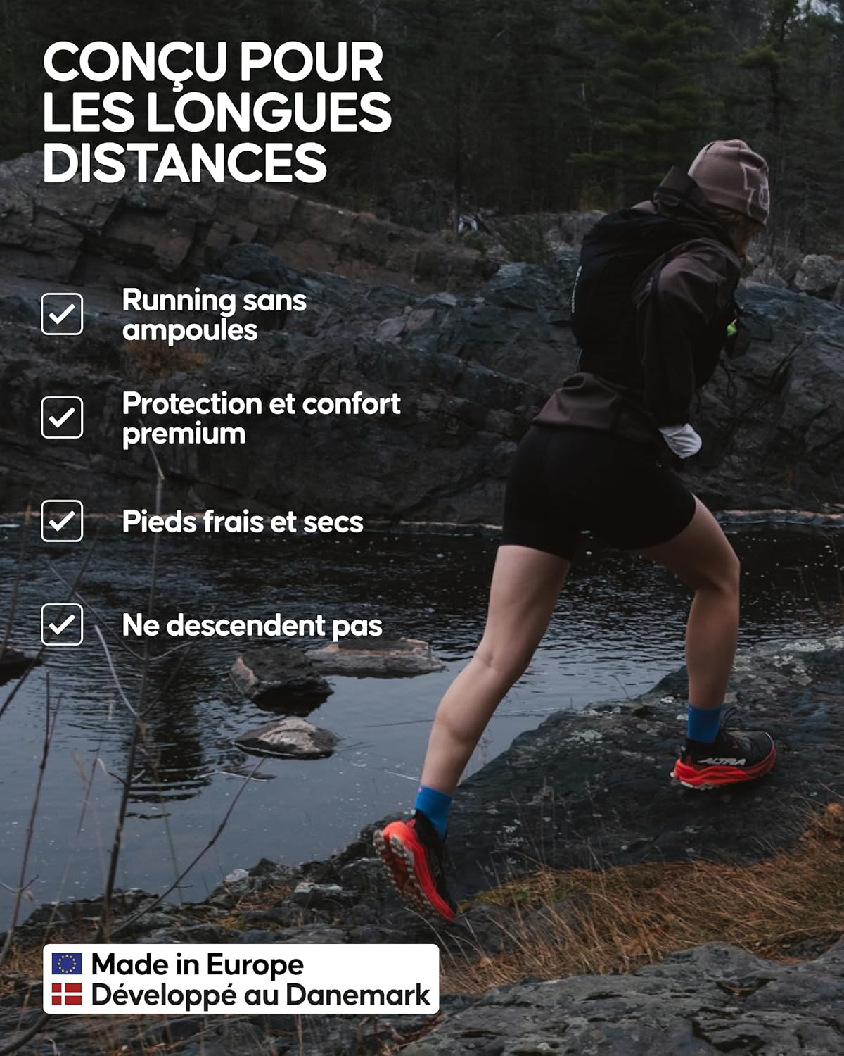 Thumbnail 2 de DANISH ENDURANCE Chaussettes de Running Longue Distance – Lot de 3, Anti-Ampoules, Soutien Voûte Plantaire