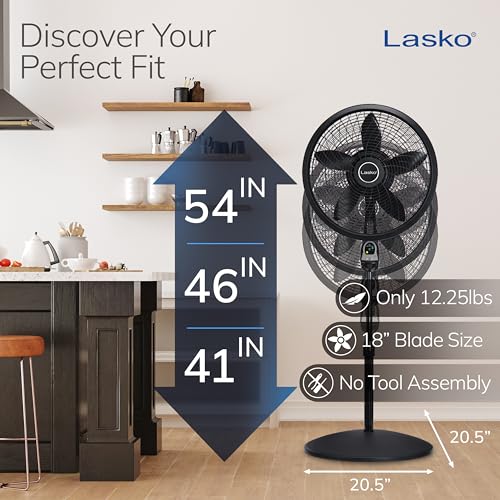 Thumbnail 3 de Lasko Cyclone Oscillating Pedestal Fan 1843 - Adjustable to 54" in Black