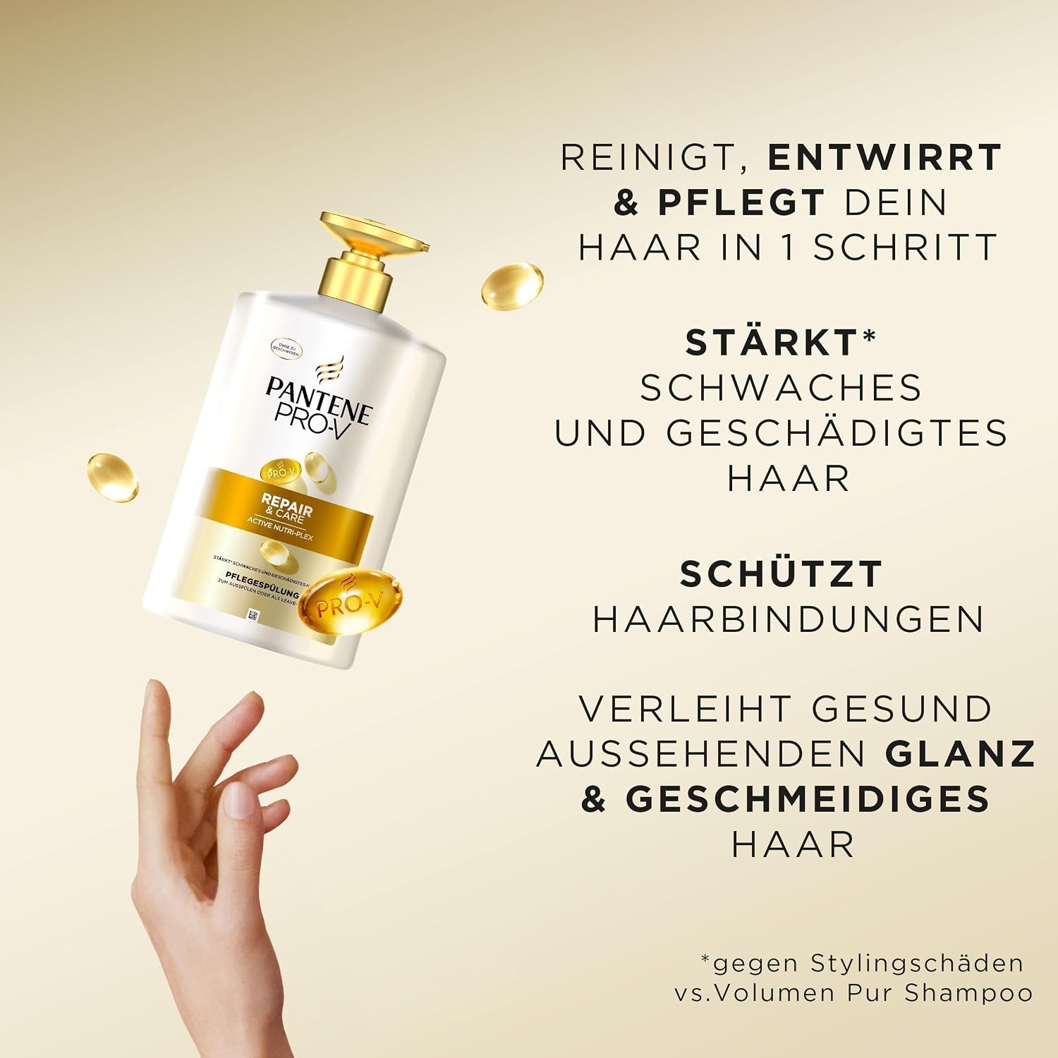 Detalle 2 de Pantene ProV Repair&Care Pflegespülung 800 ml Pumpspender – für schwaches, trockenes und geschädigtes Haar