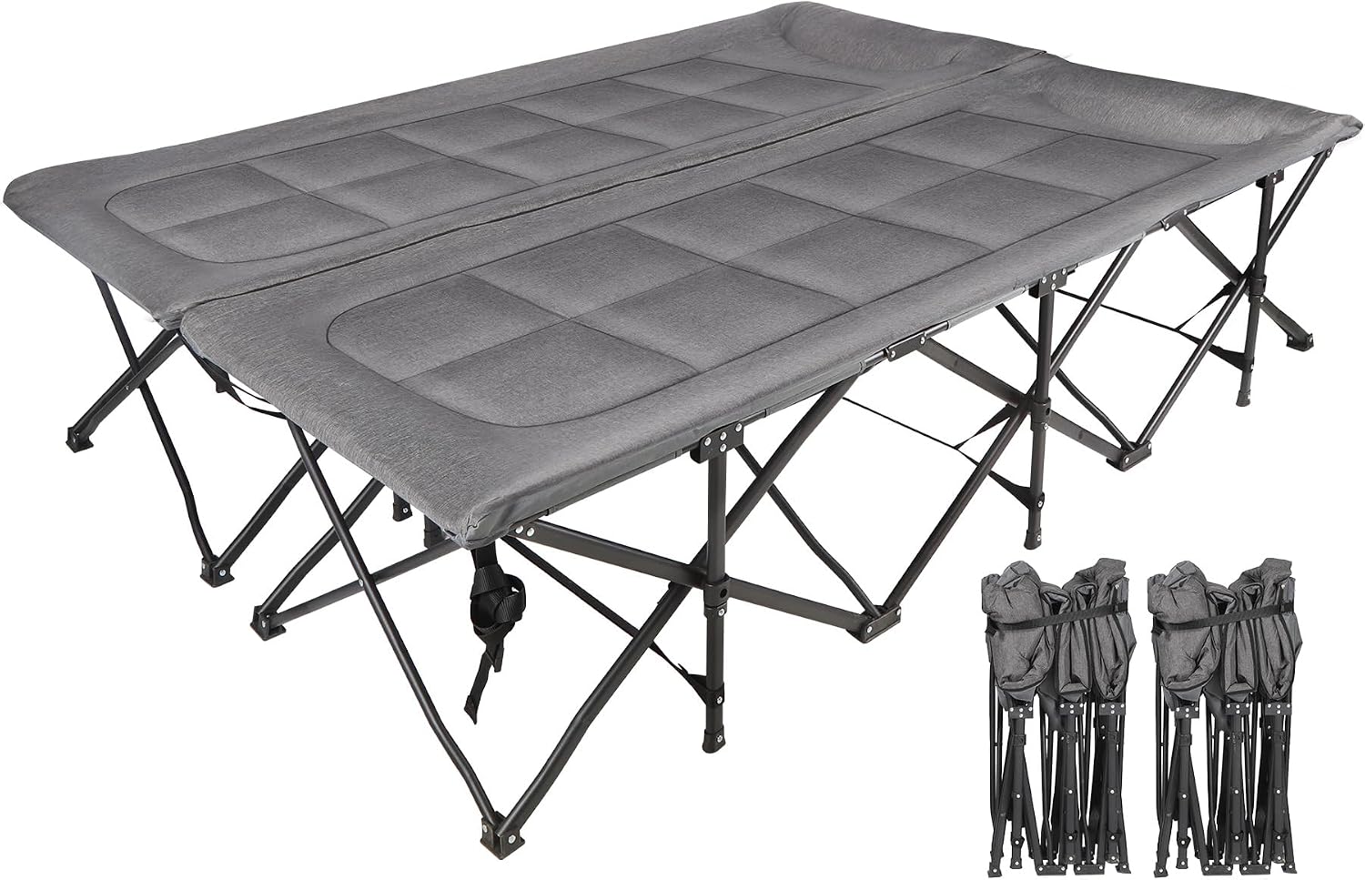 Detalle de REDCAMP Feldbett 2 Personen mit Matratze, Klappbar, 454 kg belastbar – Grau