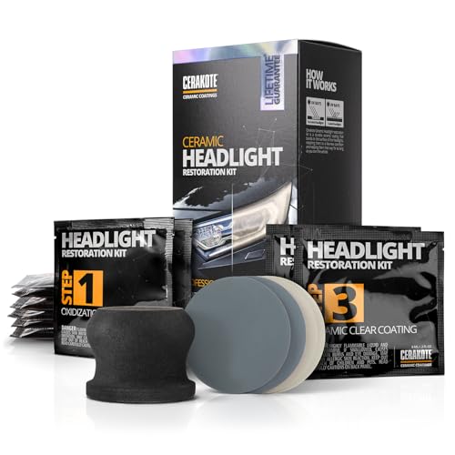Detalle de CERAKOTE Ceramic Headlight Restoration Kit, No Power Tools, 10 Wipe Kit