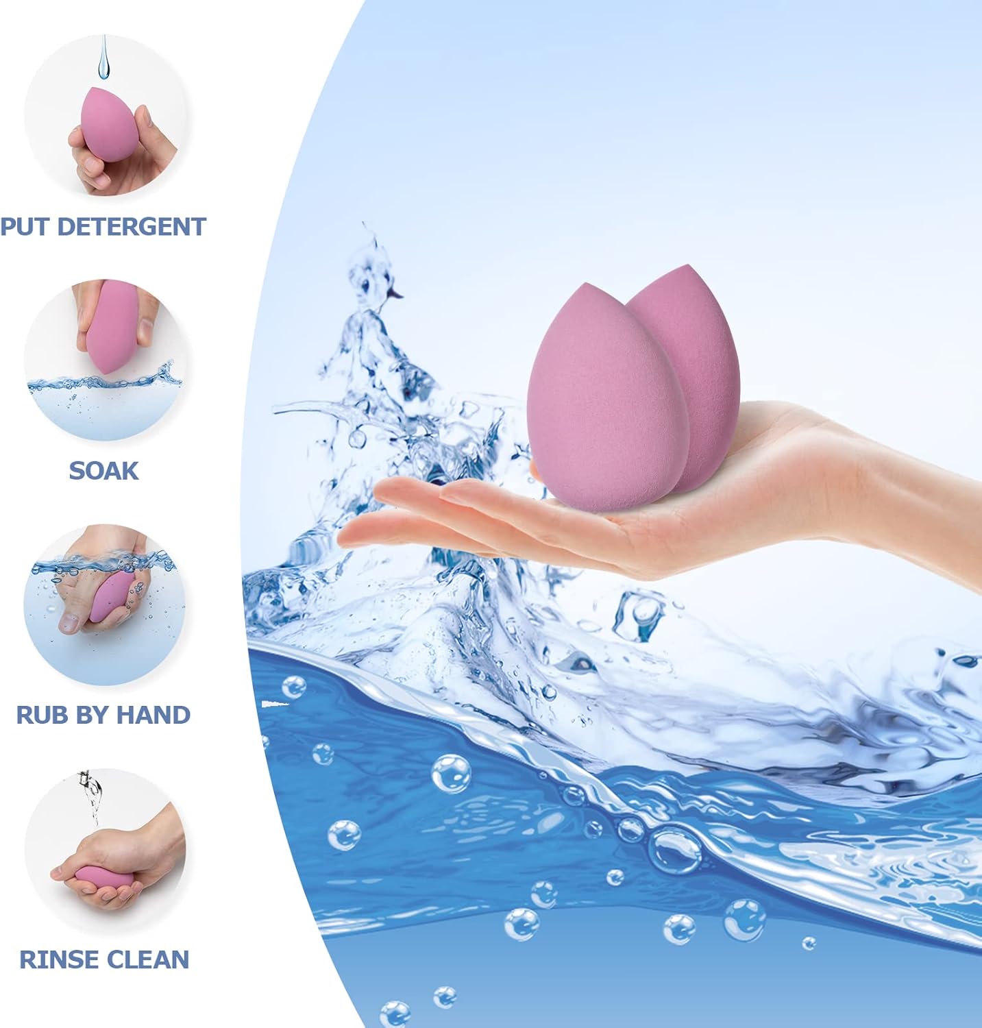 Thumbnail 3 de Carehabi – Set de 8 éponges de maquillage pour fond de teint (3 formes) violet