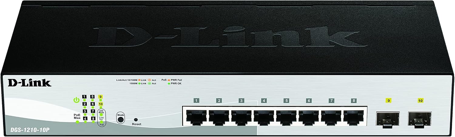 Detalle 2 de D-Link DGS-1210-10/E — 10-portowy Smart Switch Gigabit z 8 portami RJ45 i 2 SFP