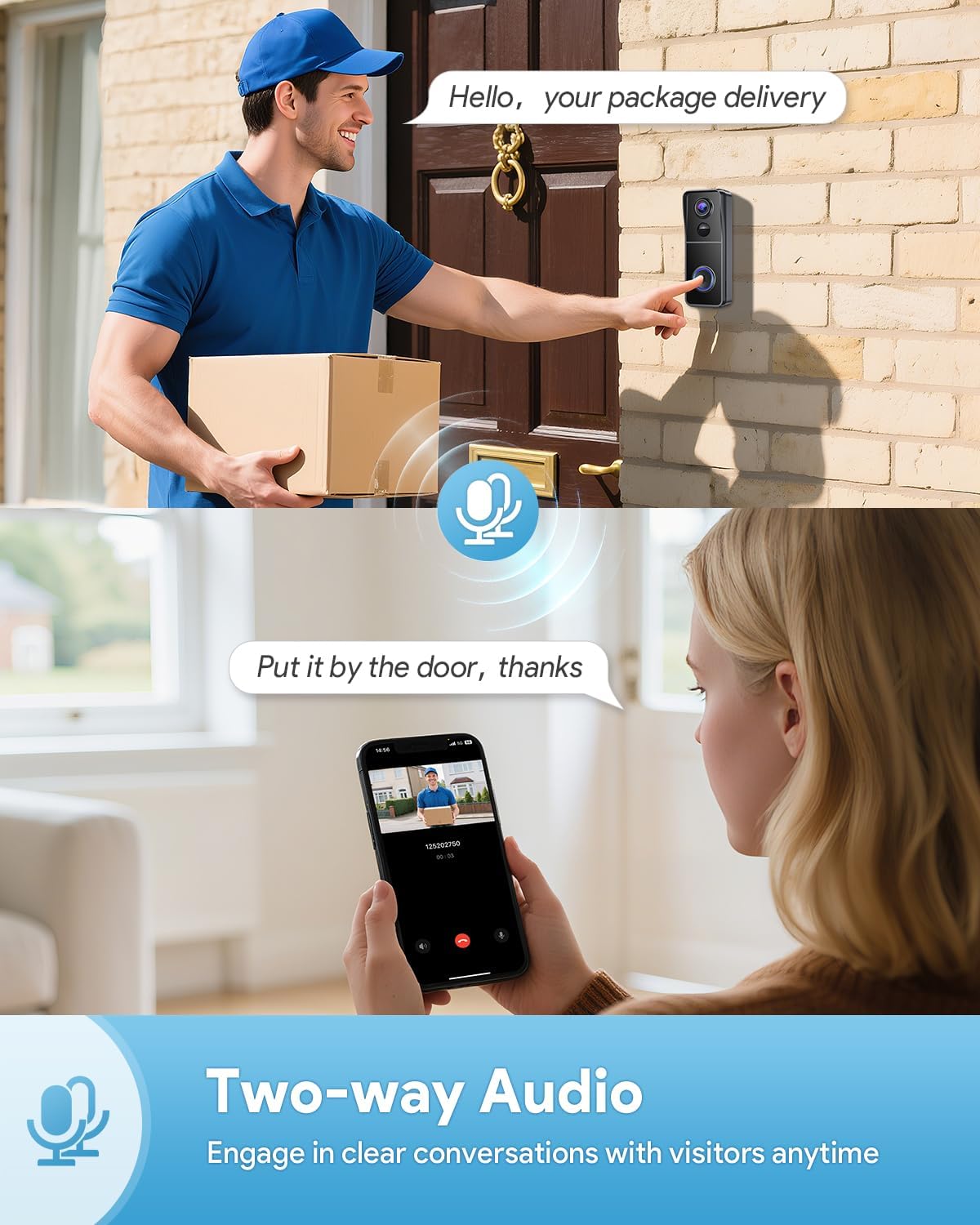 Detalle 2 de AUE Video Doorbell Camera 2K