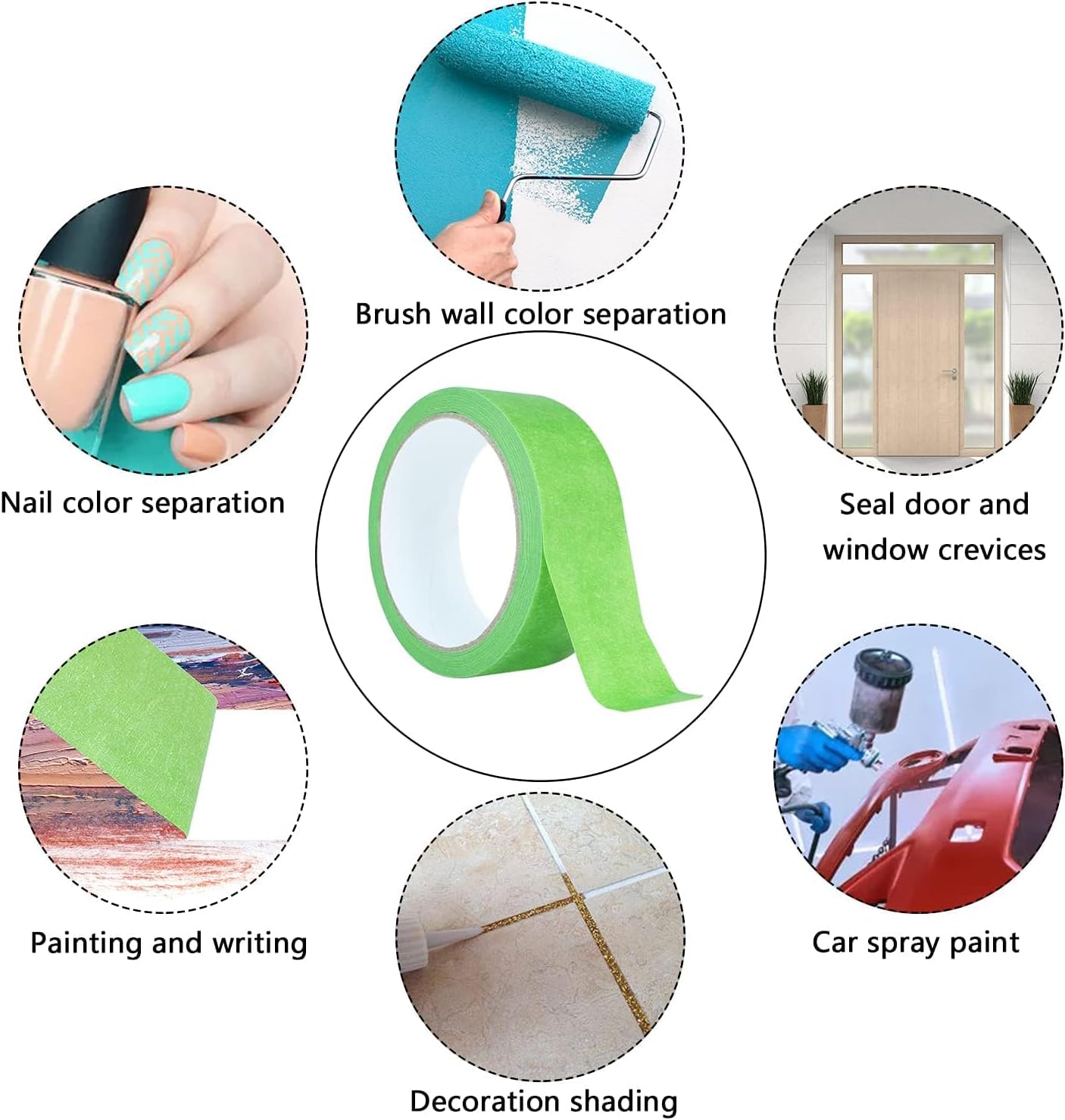 Thumbnail 5 de Northern Brothers 12 Rolls Green Painters Masking Tape (25mm x 20m) for Sharp Lines