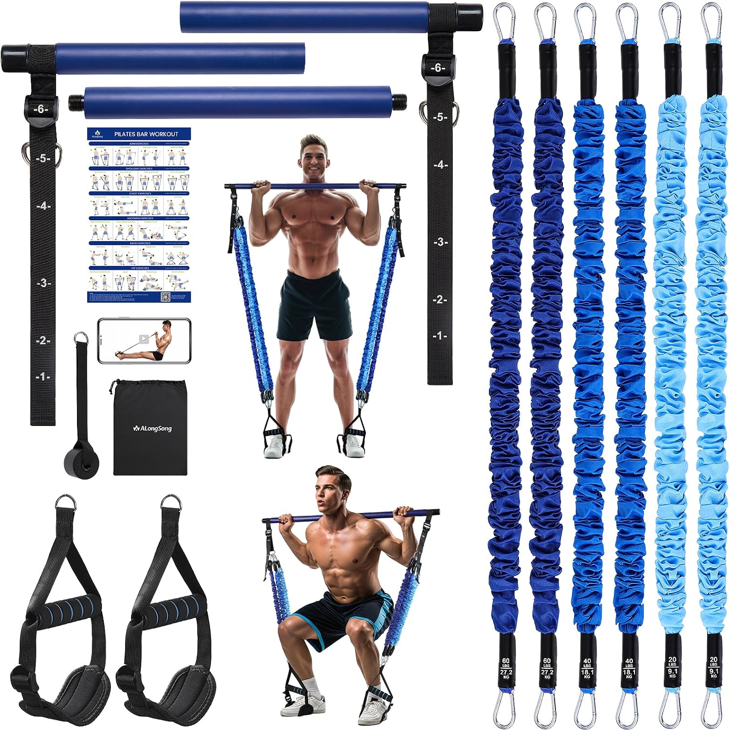 Thumbnail 6 de ALongSong Resistance Band Set with Handle 20-240Lbs 💪