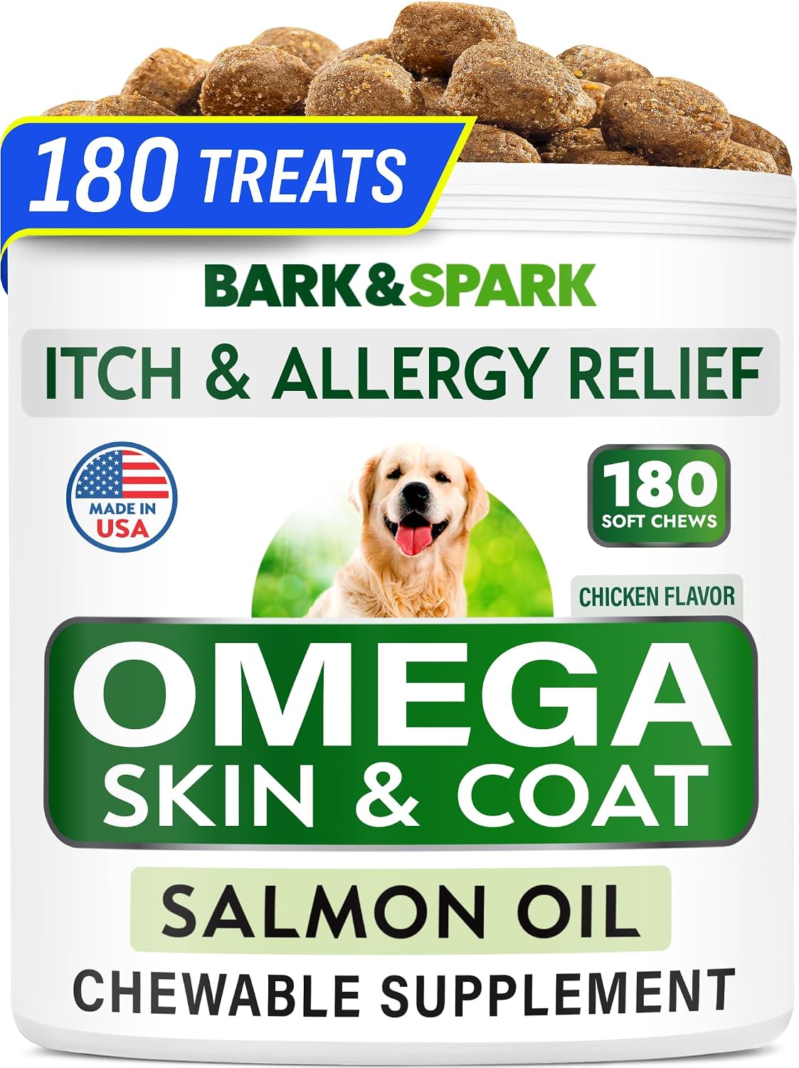 Detalle de Bark&Spark Omega-3 Dog Supplement, 180 Count