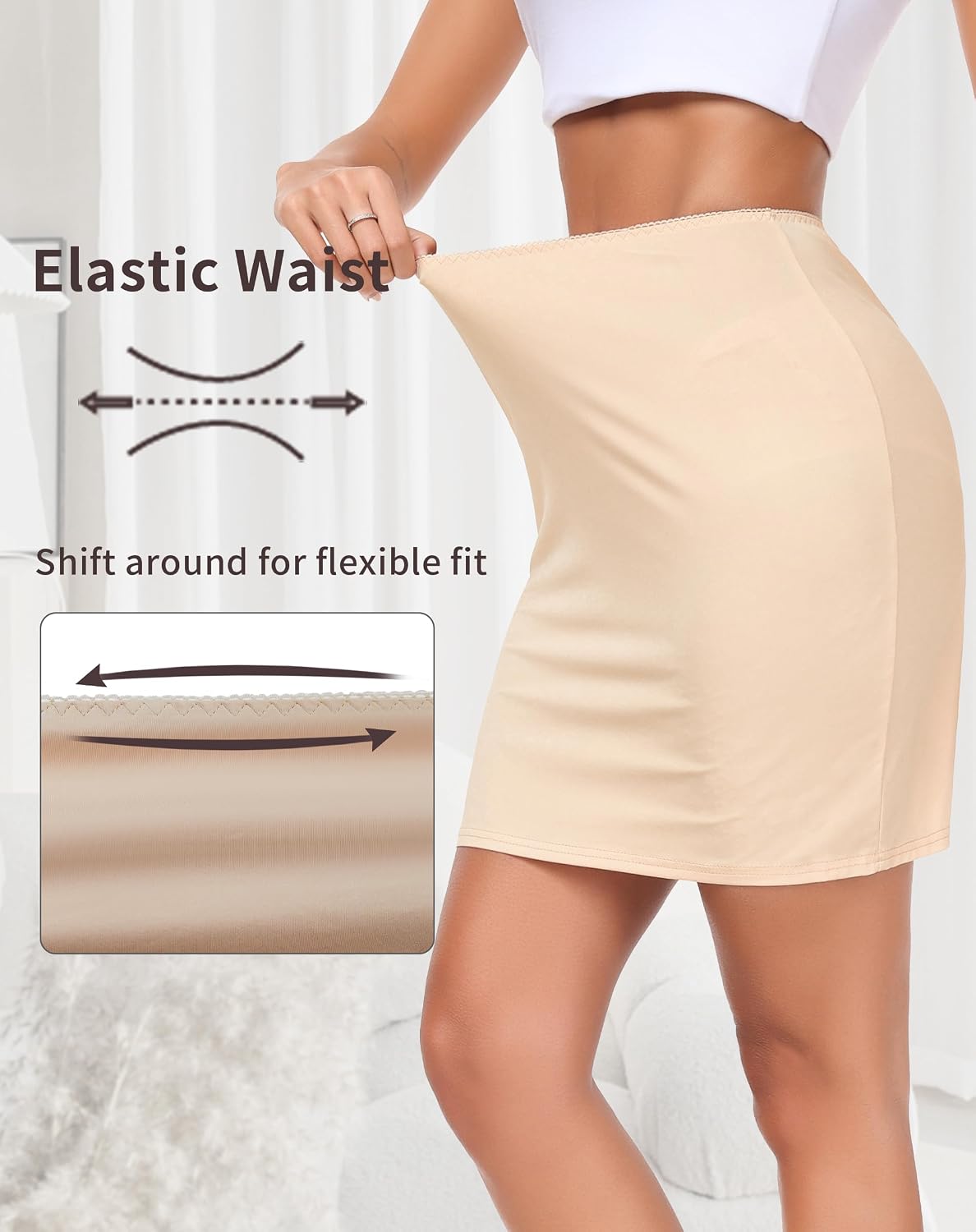 Detalle de Vlazom Women's Half Slips: Soft, Stretchy Underskirt for Everyday Comfort (UK 6–20)