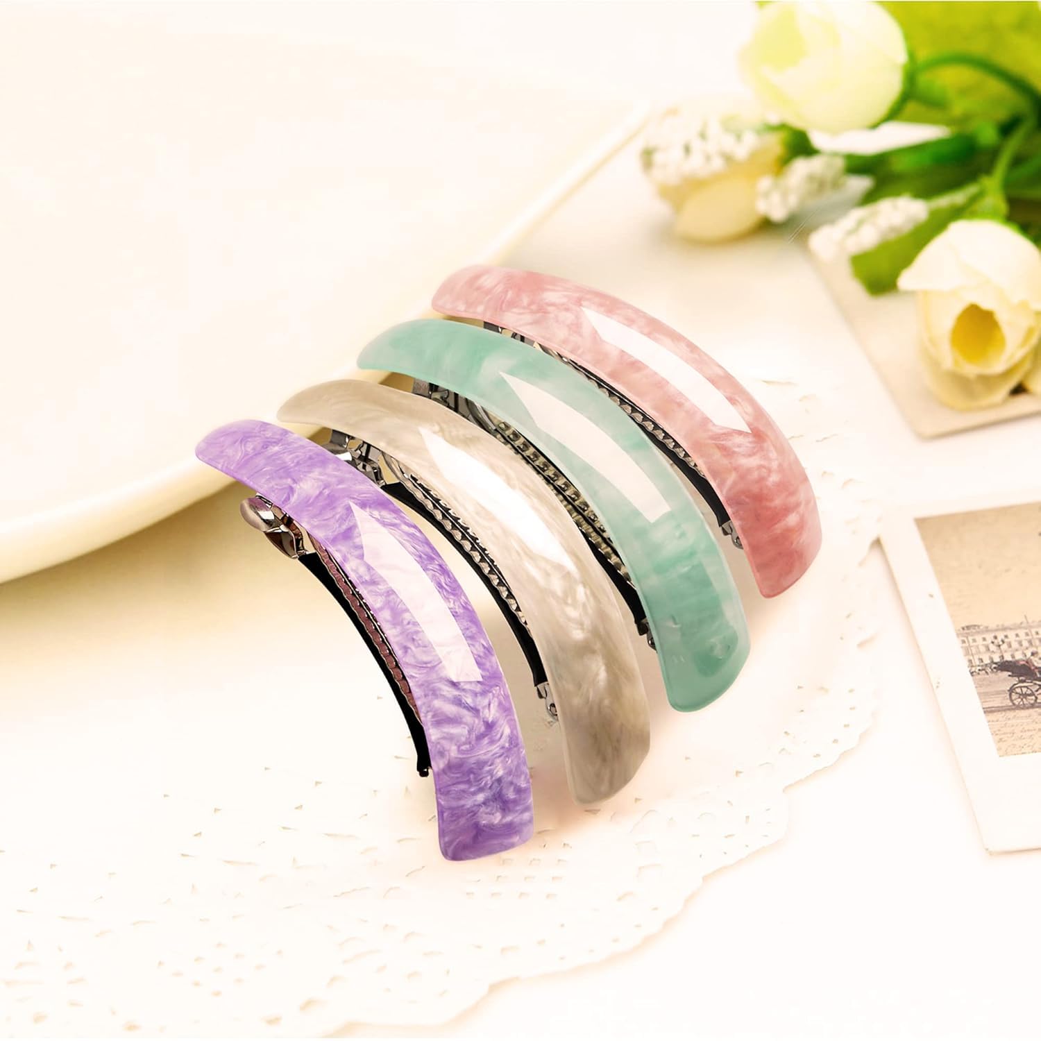 Thumbnail 3 de JOYOYO 12er Set Damen-Haarspangen im französischen Retro-Design aus Acryl mit automatischer Klemme