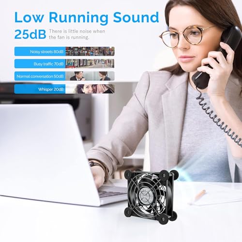 Thumbnail 3 de ELUTENG 80mm USB Fan 5V — Quiet, 3-Stage Adjustable Speed