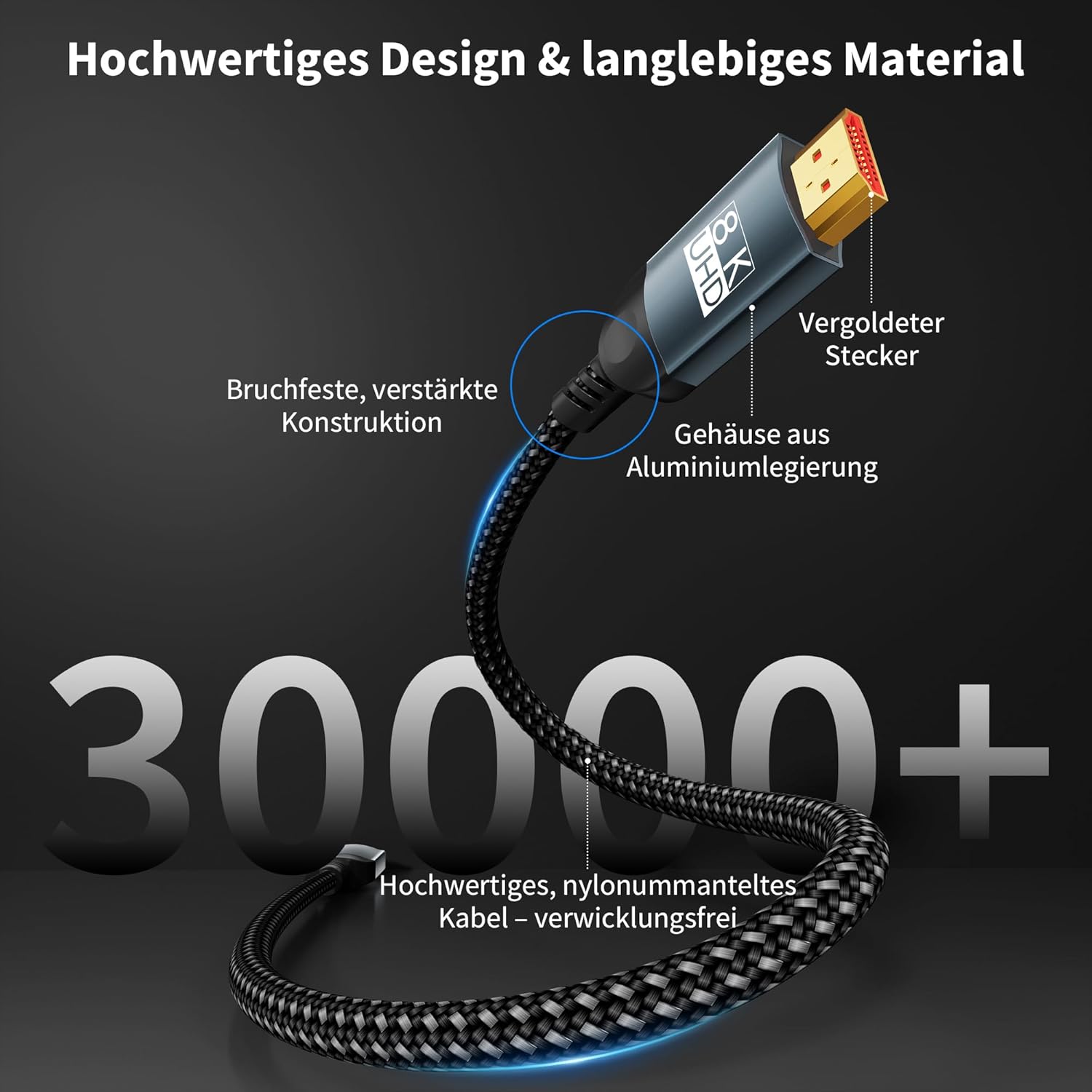 Thumbnail 6 de HDMI-Kabel 2,5 m „Ultra High Speed“ (HDMI 2.1) für 10K/8K, 4K@240 Hz, HDR10+ eARC – kompatibel mit PS5 & Xbox