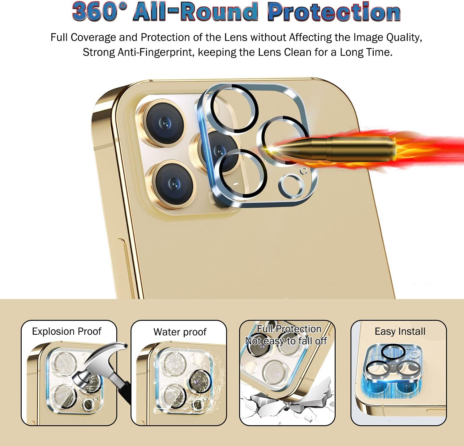 Thumbnail 5 de QHOHQ iPhone 13 Pro 6.1-Inch Tempered Glass Screen & Camera Protectors, 9H