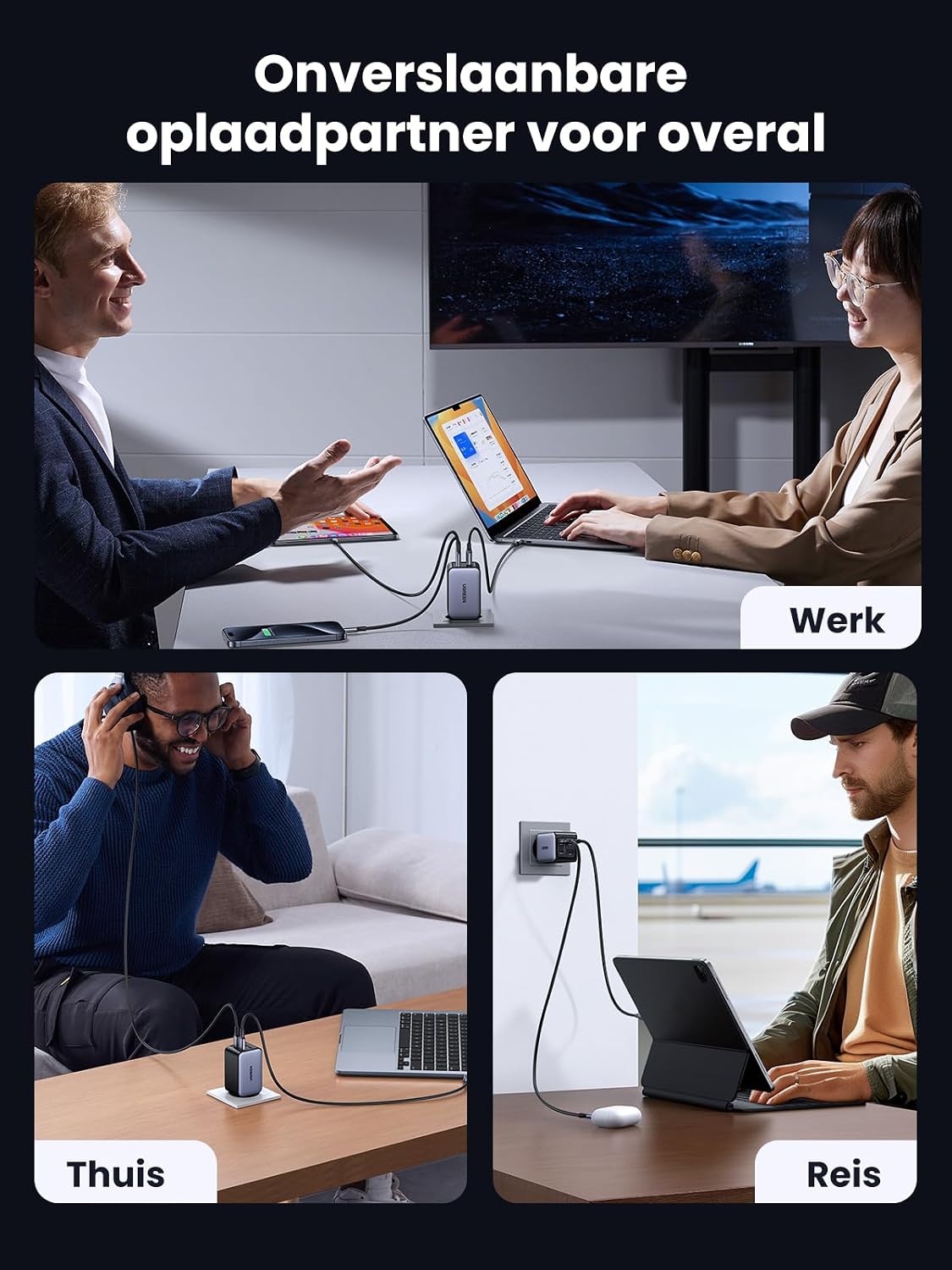 Thumbnail 6 de UGREEN Nexode 65W USB-C-lader met 4 poorten, GaN en PPS