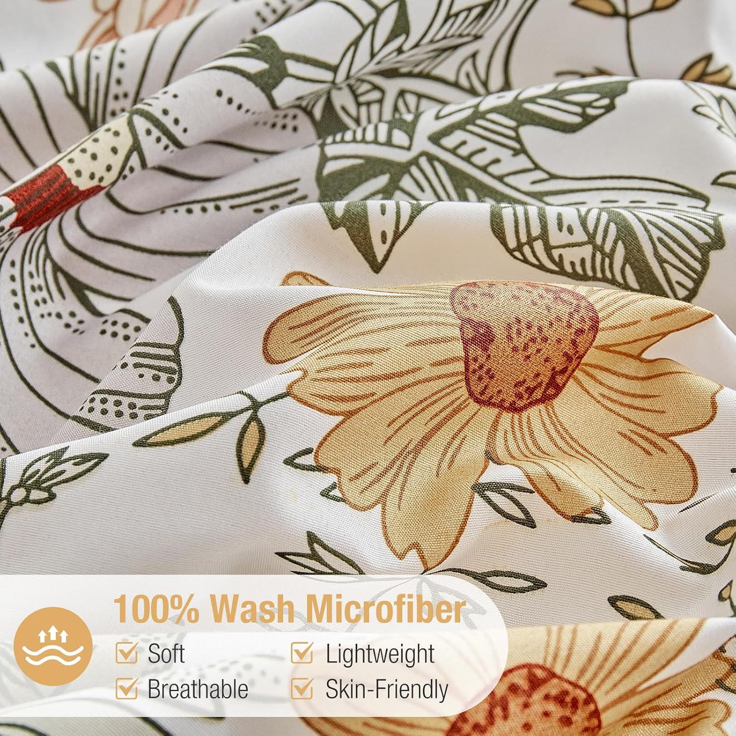 Detalle de Lekesky Funda Nórdica 220x240cm Florales Microfibra