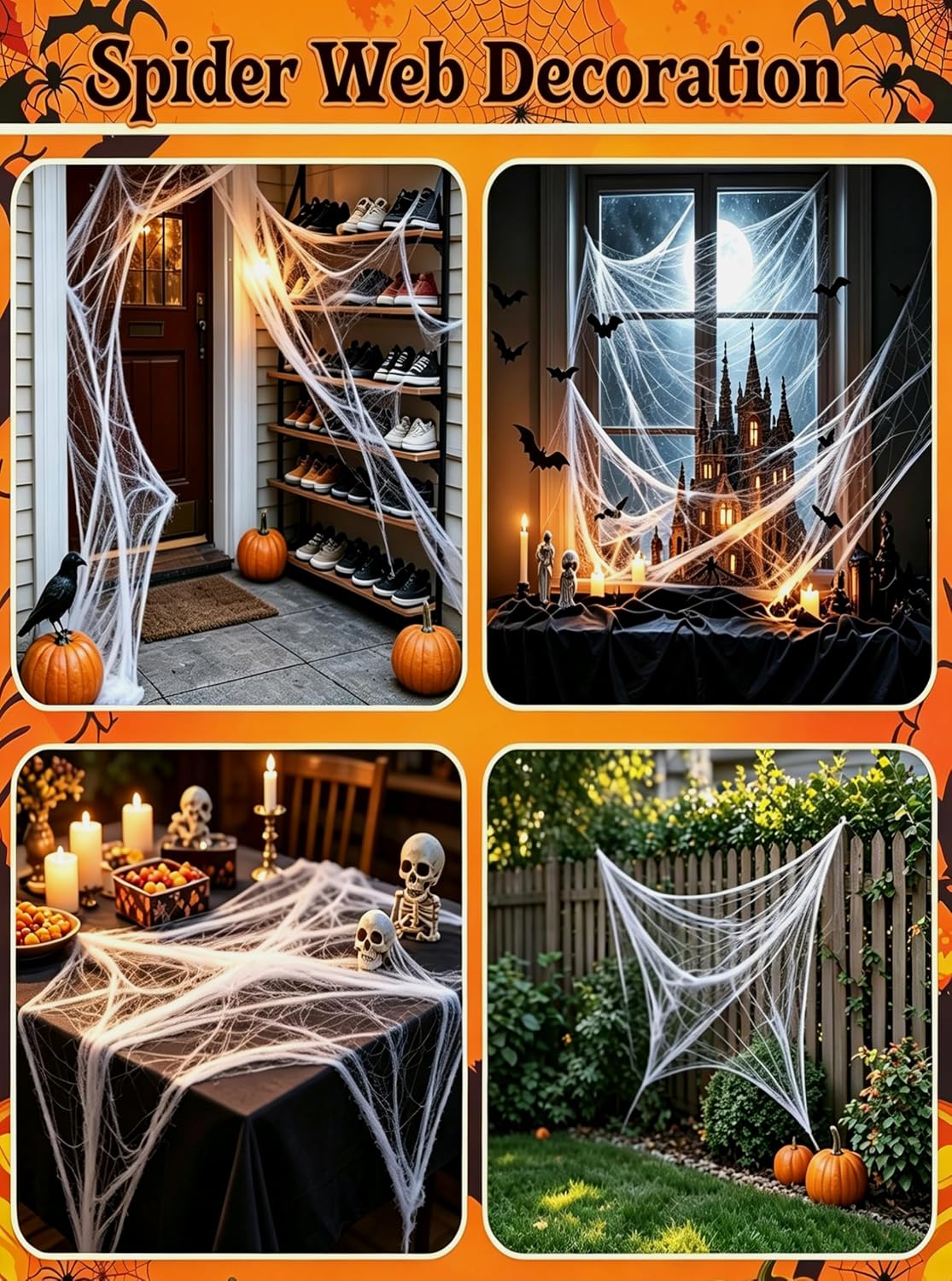 Detalle 1 de fulasiteu SpiderGoose Halloween Porch Goose Costume, 23-Inch Fit with Spider Web
