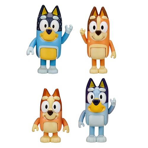Detalle 2 de Bluey Pack de 4 Figuras de la Familia (6,3–7,6 cm) – Bluey