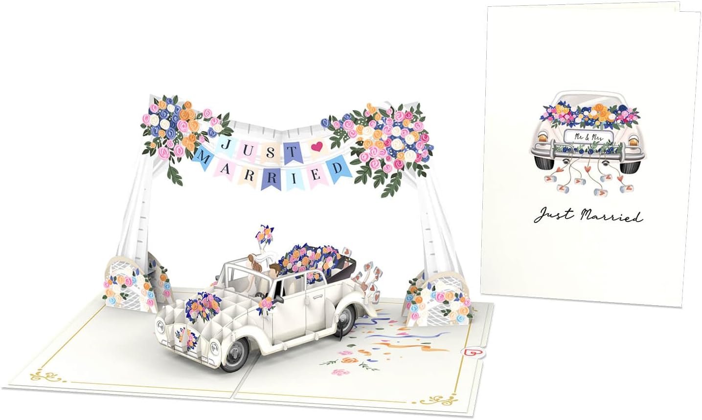 Thumbnail 2 de papercrush Carte pop-up mariage voiture « Just Married » avec espace de vœux