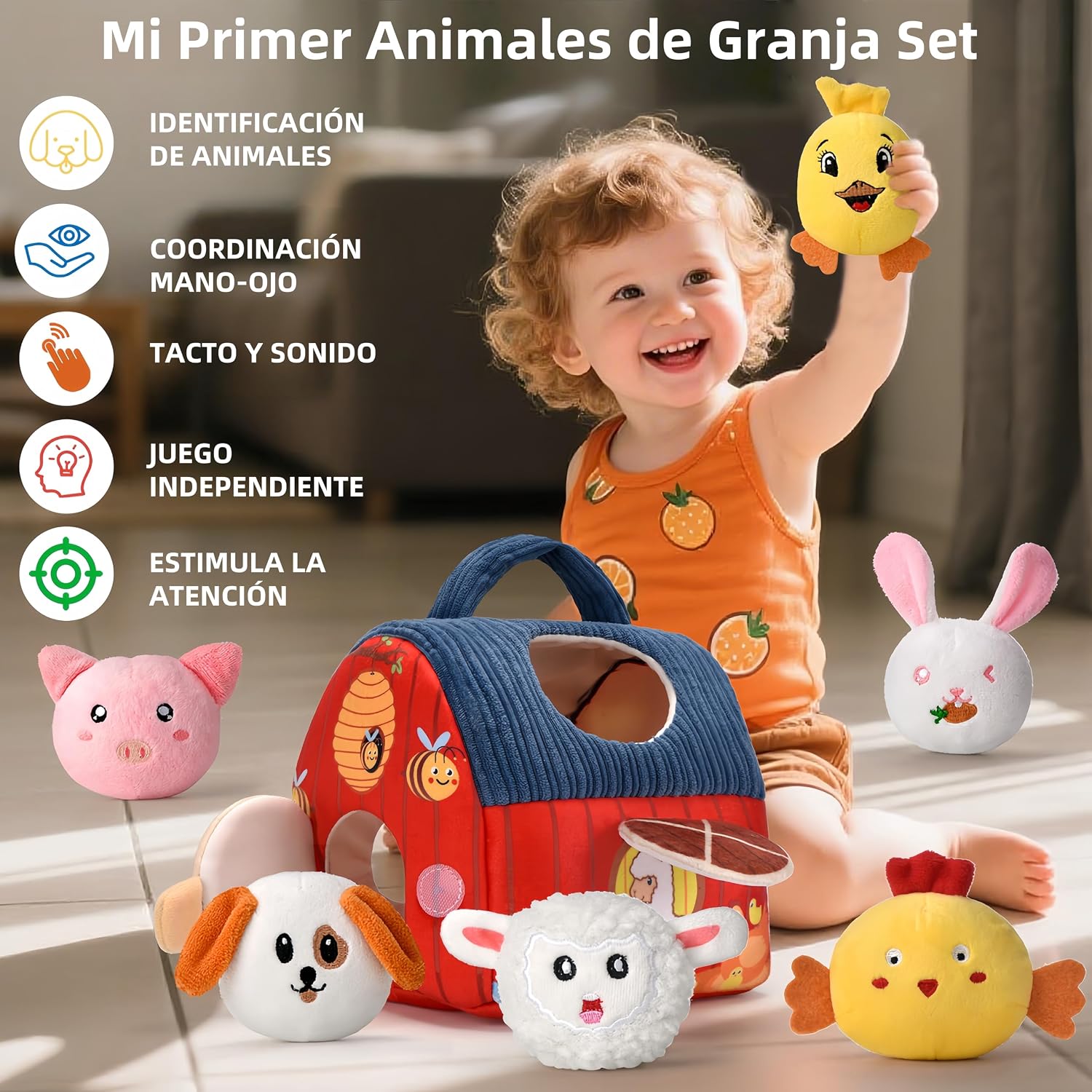 Thumbnail 1 de VORENUS Juguete Montessori para Bebés 6-12 Meses: Set de Granja 7 en 1