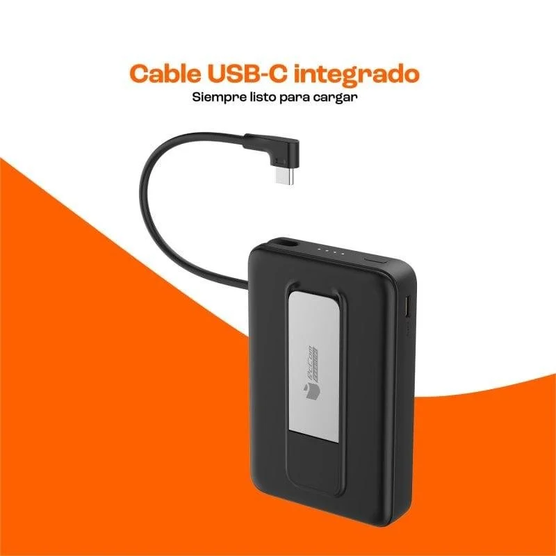 Detalle de PcCom Essential Powerbank: Carga inalámbrica MagSafe Qi2 10.000 mAh, 45W con Stand