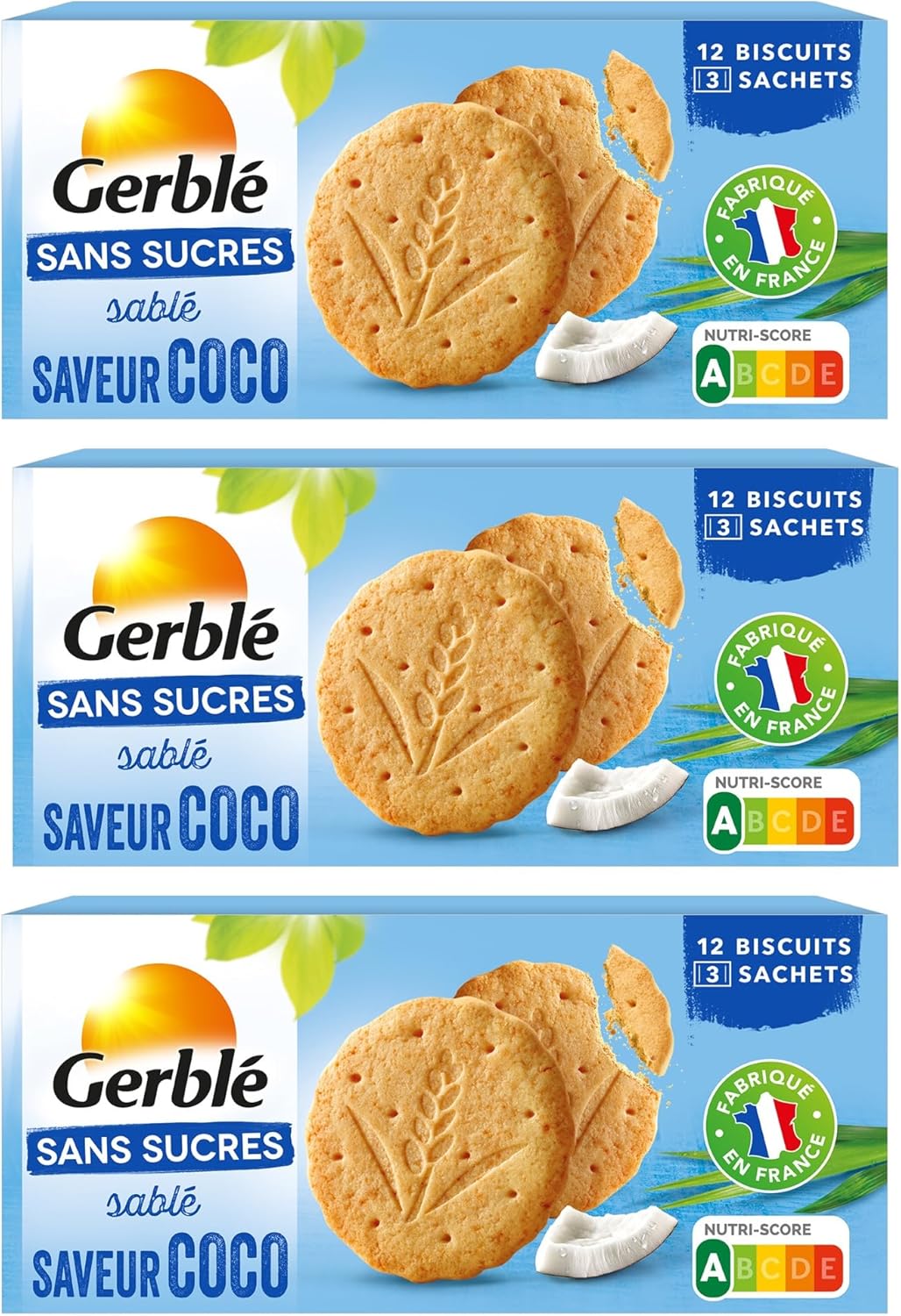 Detalle de GERBLÉ Goûters aux Pépites de Chocolat – Réduit en Sucres, Sans Huile de Palme, Lot de 12 (12 biscuits, 250 g)