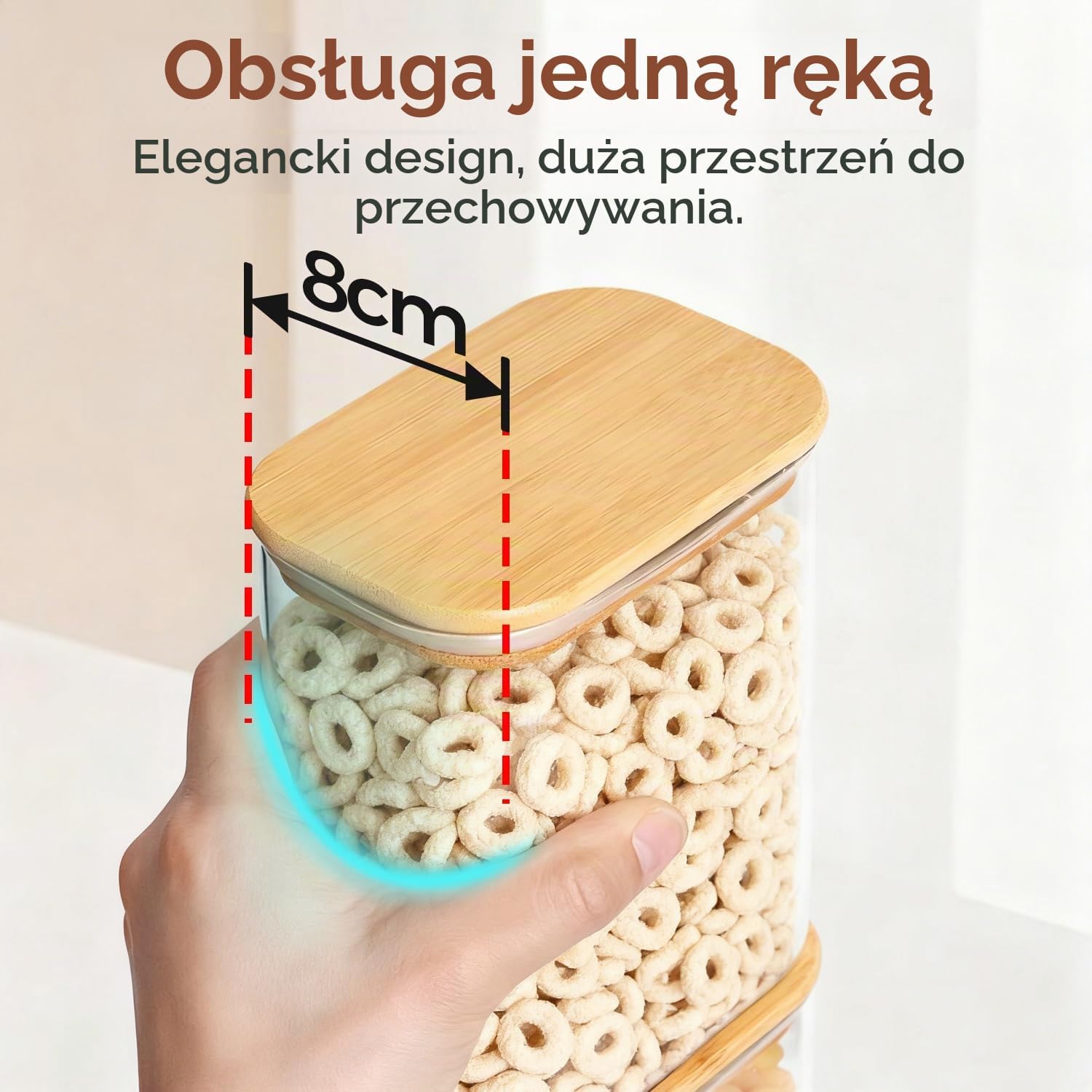Detalle de ComSaf – szklane słoiki do przechowywania 700–1100 ml, zestaw 4 sztuki