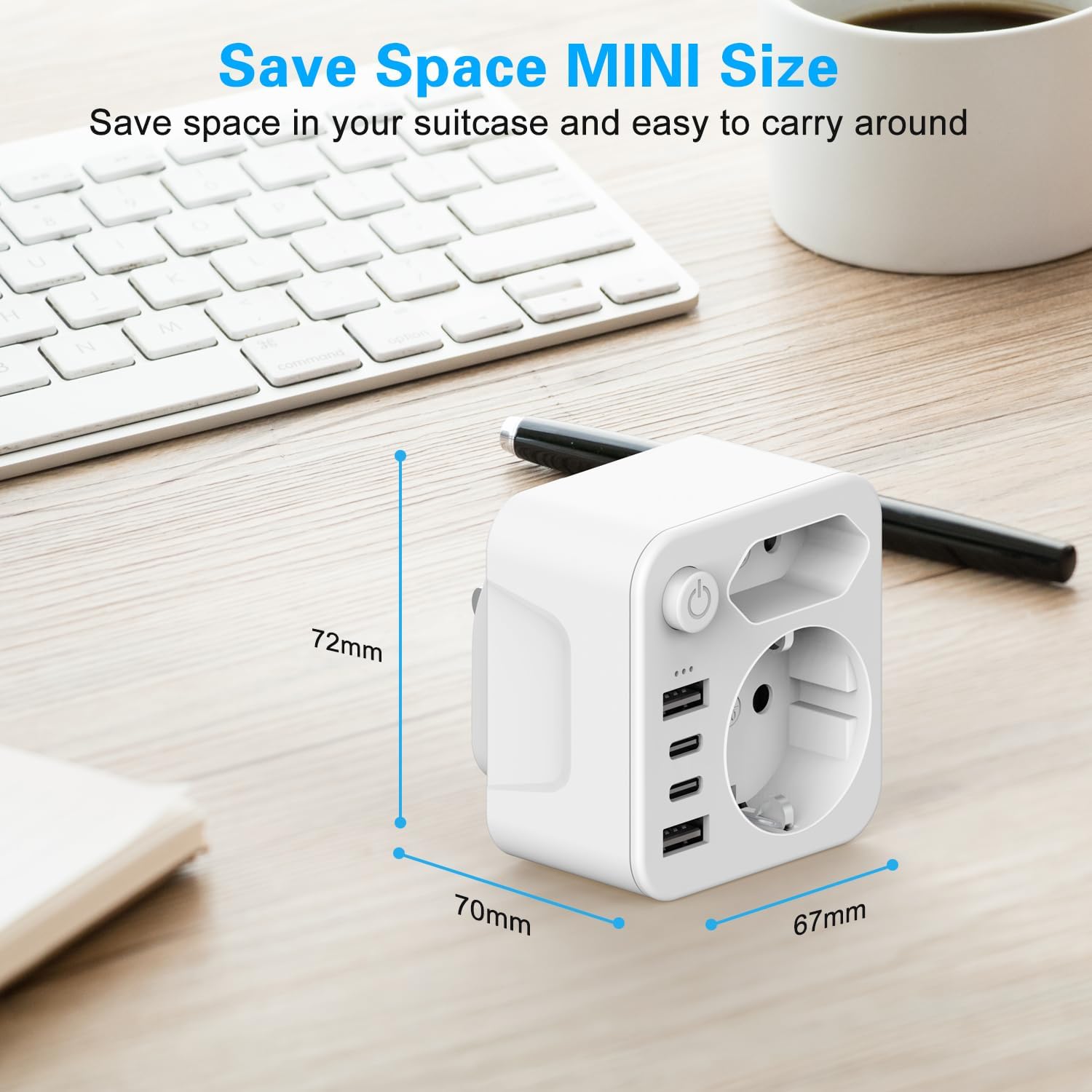 Thumbnail 3 de Adapter Japan Reiseadapter: 6-in-1 Typ-A EU zu USA/Japan – 2-poliger Schuko, Typ-C und 3 USB