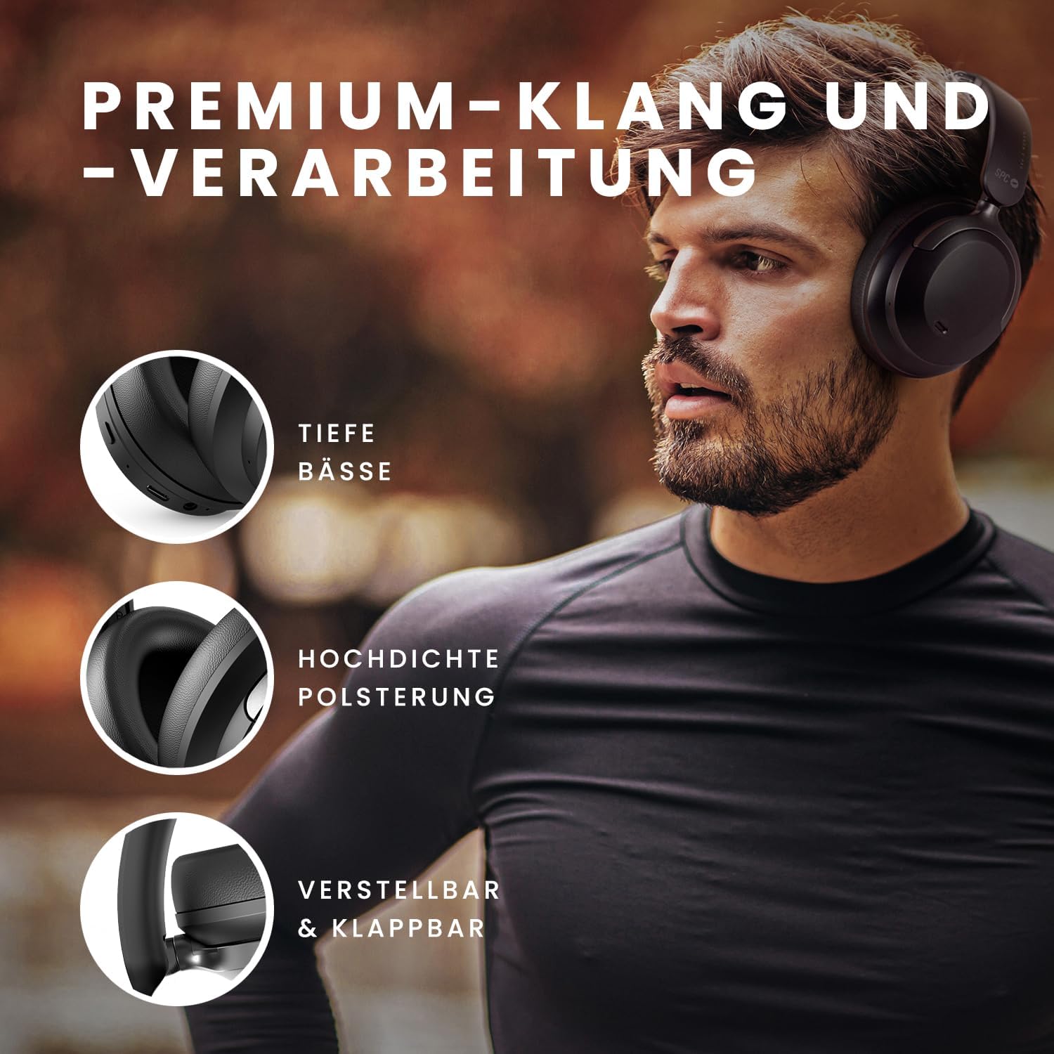 Detalle de SPC Heron 2 Pro – Kabellose Bluetooth-Kopfhörer mit ANC, ECO-Design und Dual-Verbindung