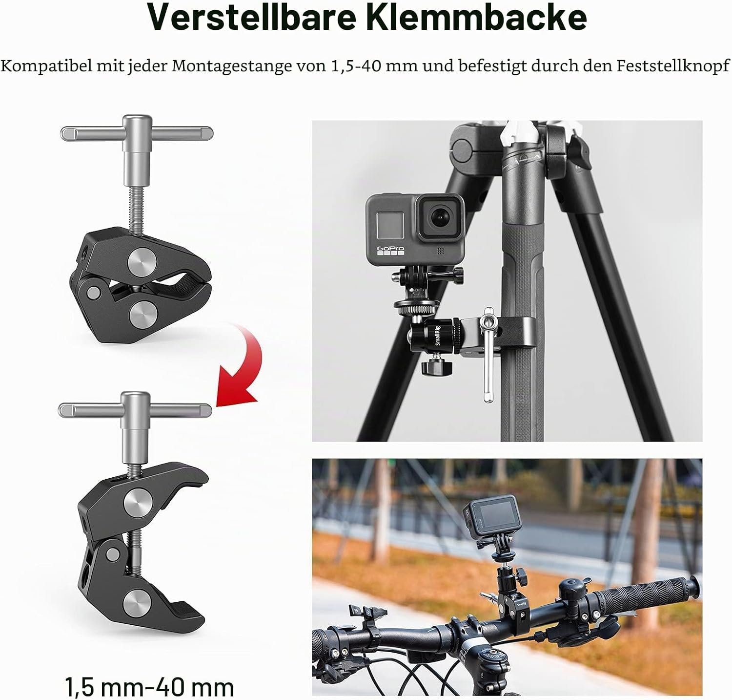 Detalle 2 de SmallRig Super Clamp Mount mit Mini-Kugelkopfhalterung und Blitzschuhadapter (1/4-Zoll) für Monitor/LED/Blitz/Mikrofone