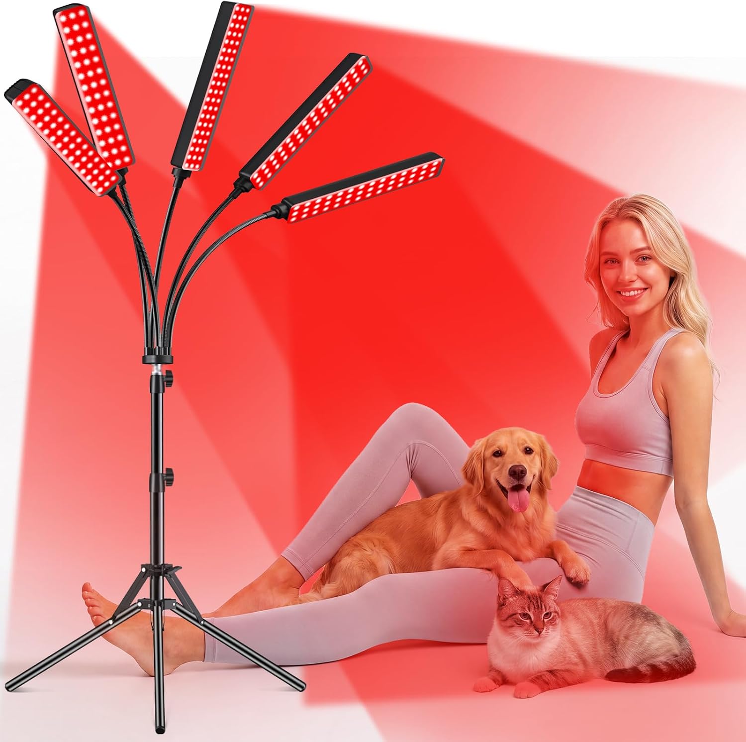 Detalle de FlaoAito Red Light Therapy Lamp with 5 Adjustable Heads